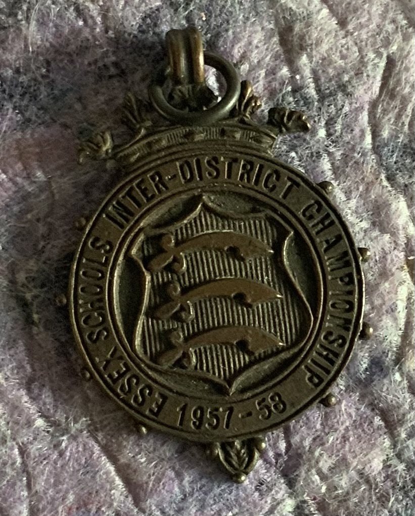 Ron Boyce West Ham Essex Schools Medal: Bronze coloured medal which is engraved to front Inter District Championship 1957 - 58. To rear its engraved Robert Johnson Cup runners up. Essex lost to Surrey 4-6 in the final played at Walthamstow. In an earlier round Essex defeated Middlesex 8-7 with Boyce scoring 5 times. Good condition.