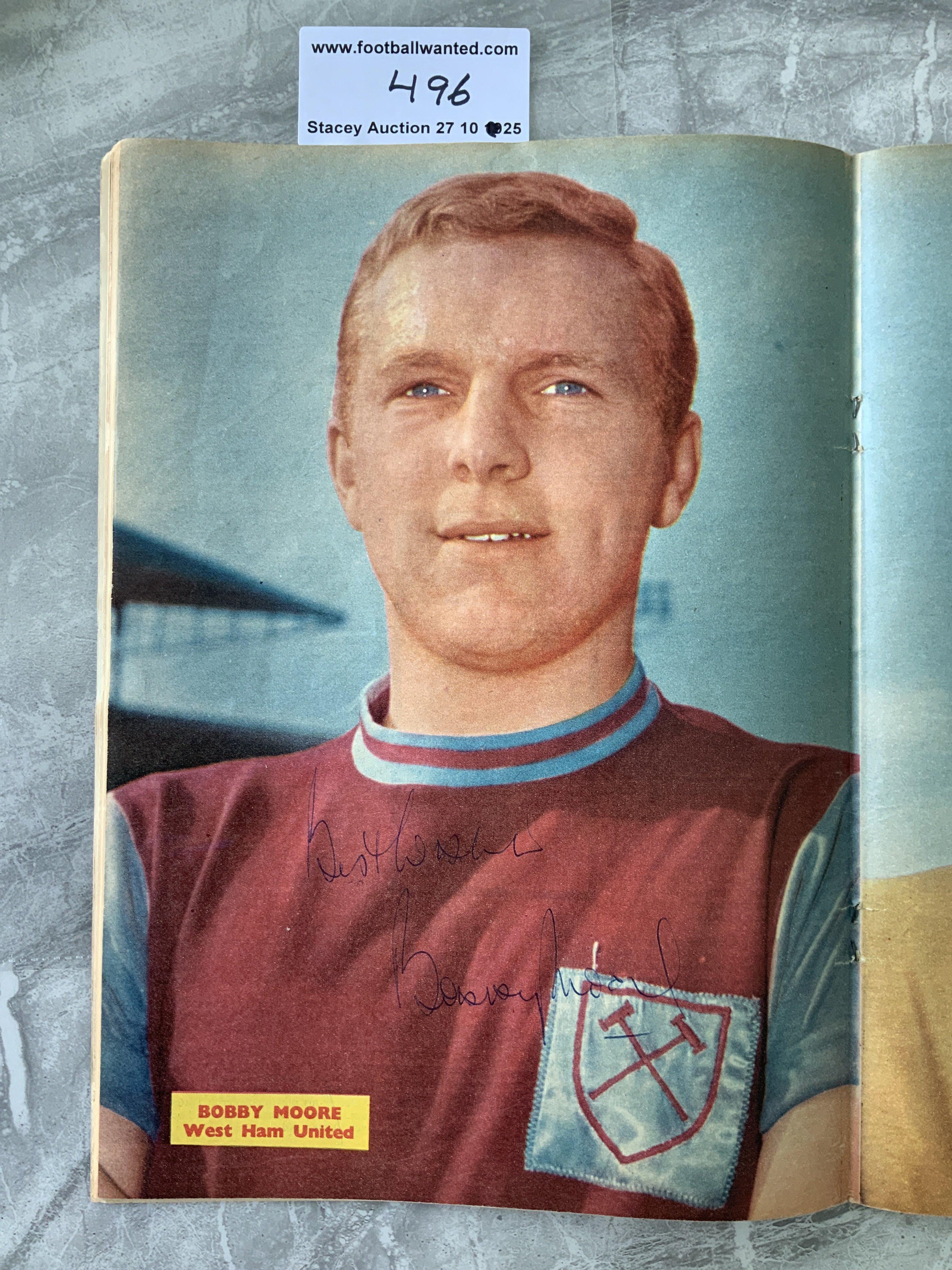 Bobby More West Ham Signed Football Picture: Fully size magazine picture still in July 1961 Charles Buchan Monthly. Hand signed in blue biro best wishes without dedication.