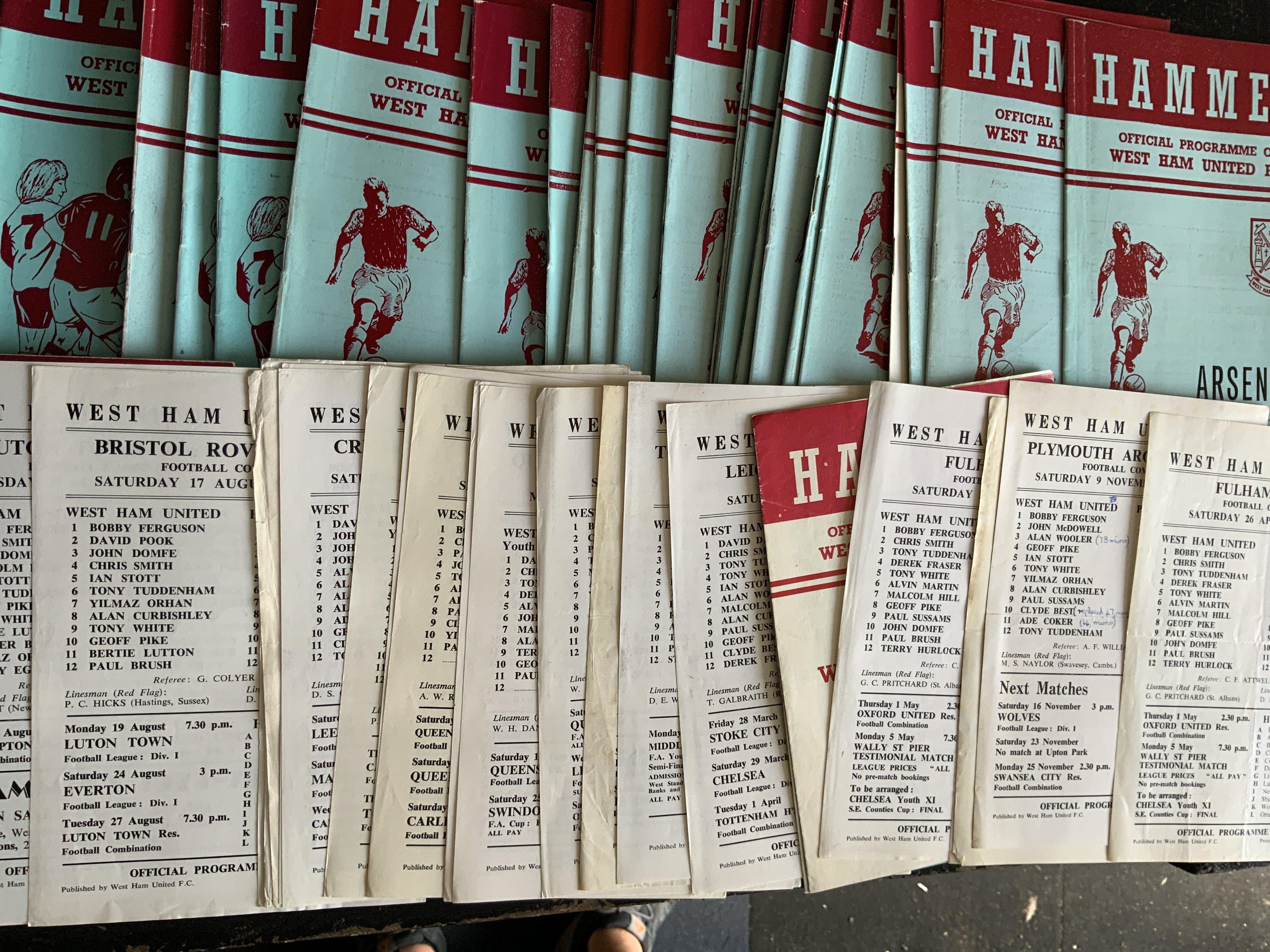 74/75 West Ham Complete Football Programmes: Superb condition set with all first team reserves and youth only missing Arsenal in the Football Combination. (est 50)