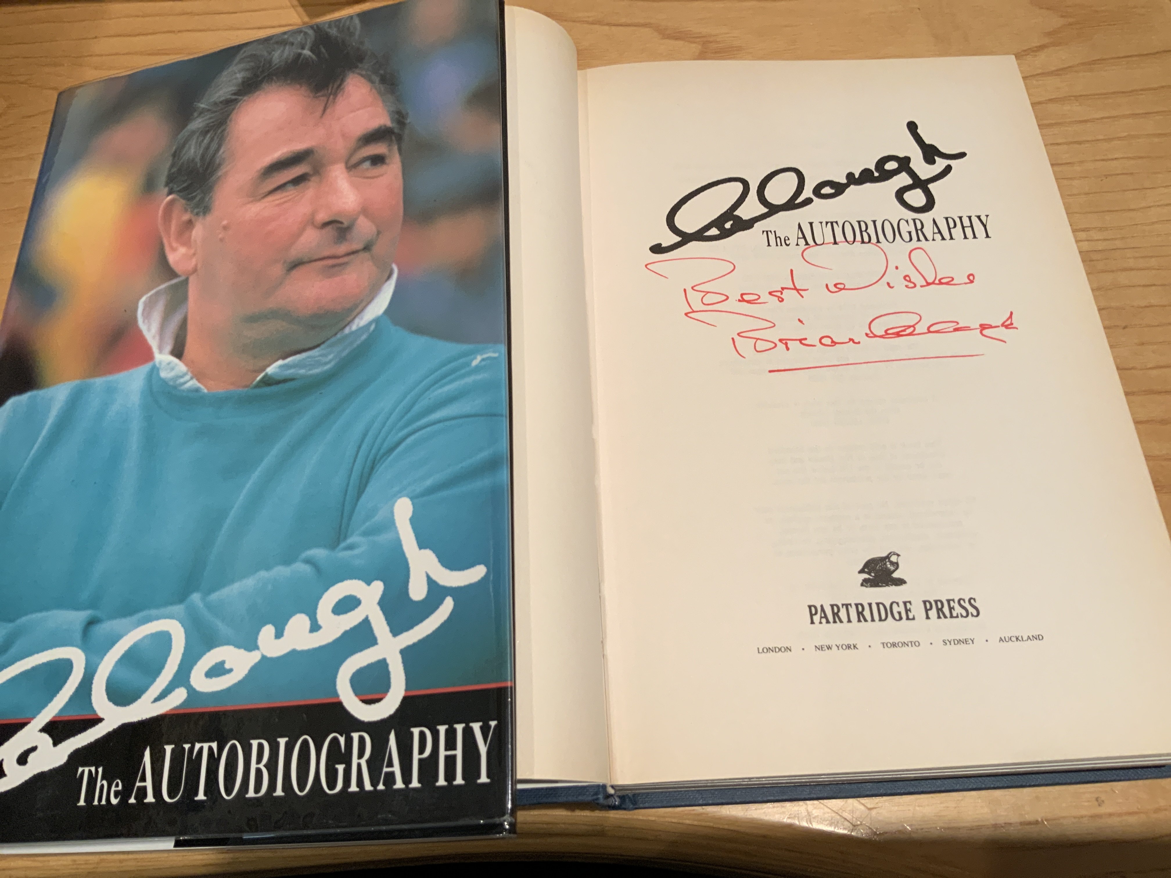 Brian Clough Notts Forest + England Signed Football Book: Excellent condition hardback with dust jacket signed best wishes without dedication inside.