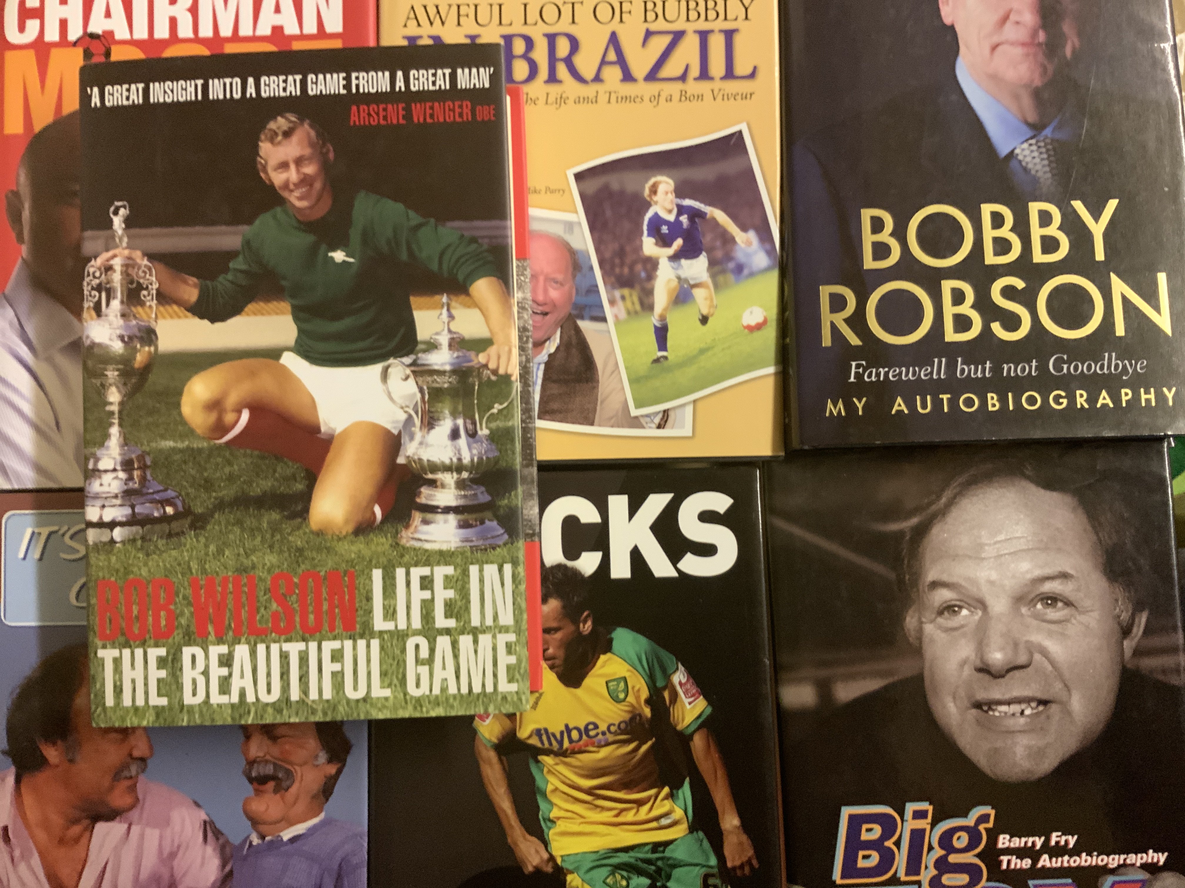 Signed Football + Sport Book Collection: 14 autobiographies with half being dedicated. Books not dedicated include Di Canio, Andy Cole, Gunn, Waddle Chivers plus Dickie Bird and Brian Moore (Rugby). (14)