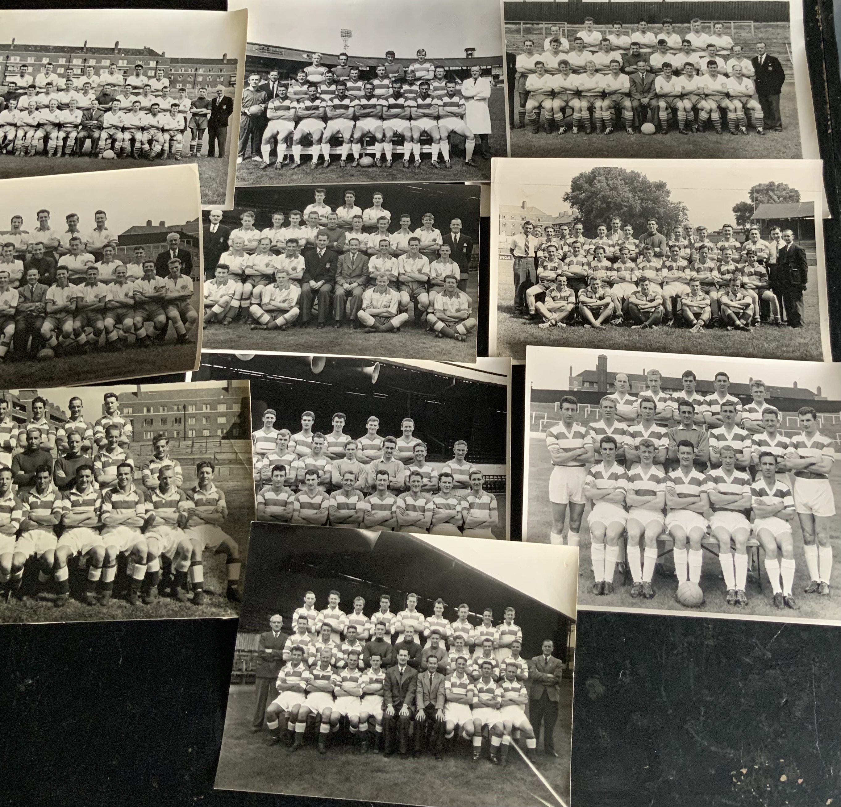 QPR Football Team Group Press Photos: Black and White photos, many with press stamps to rear. In good condition (10)