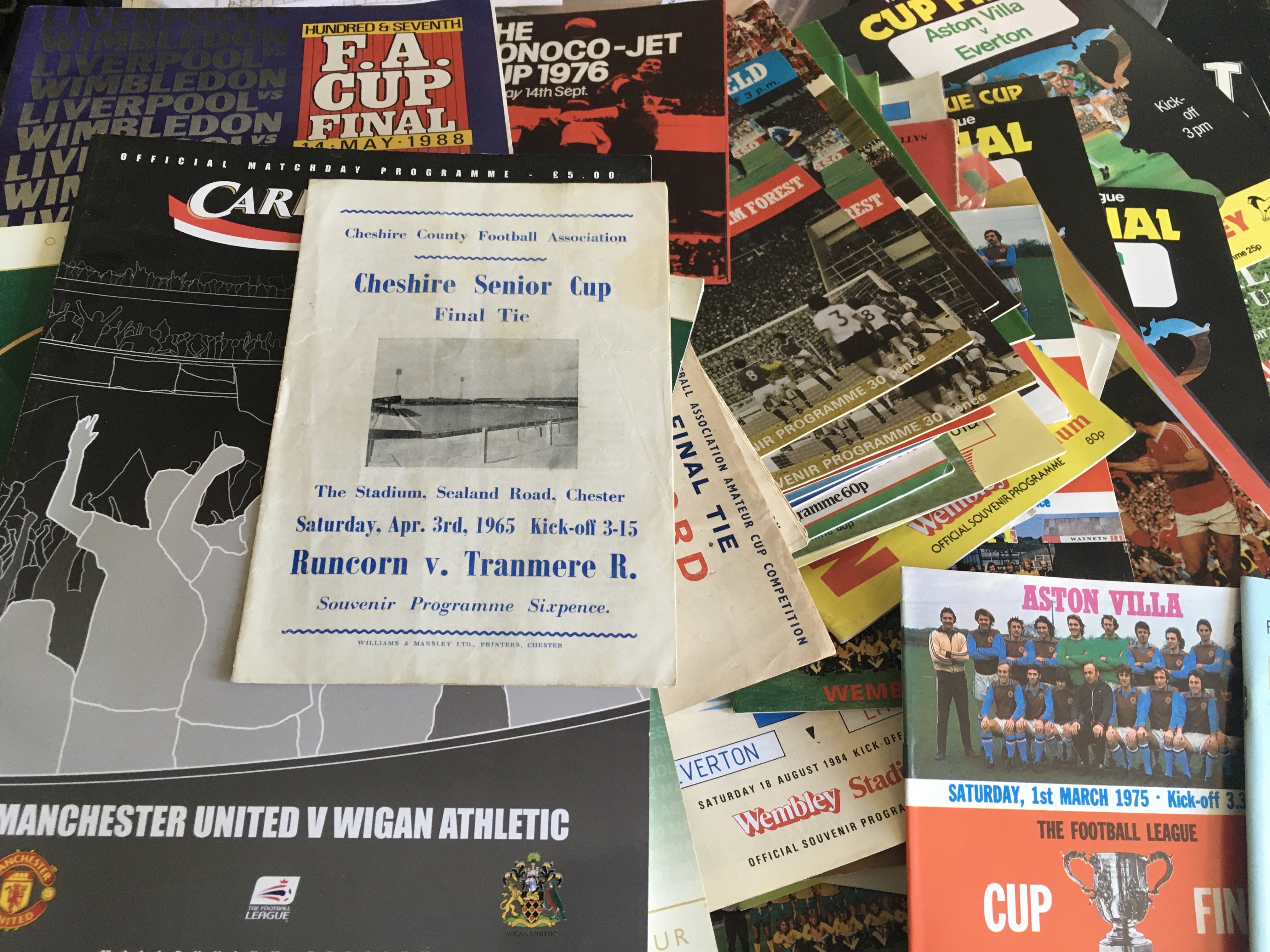 Final Football Programmes: FA Cup, League Cup, Anglo Italian, Amateur,, Vase, Charity Shield and more. Includes 1970 FA Cup Final replay, Very Good. (est 170)