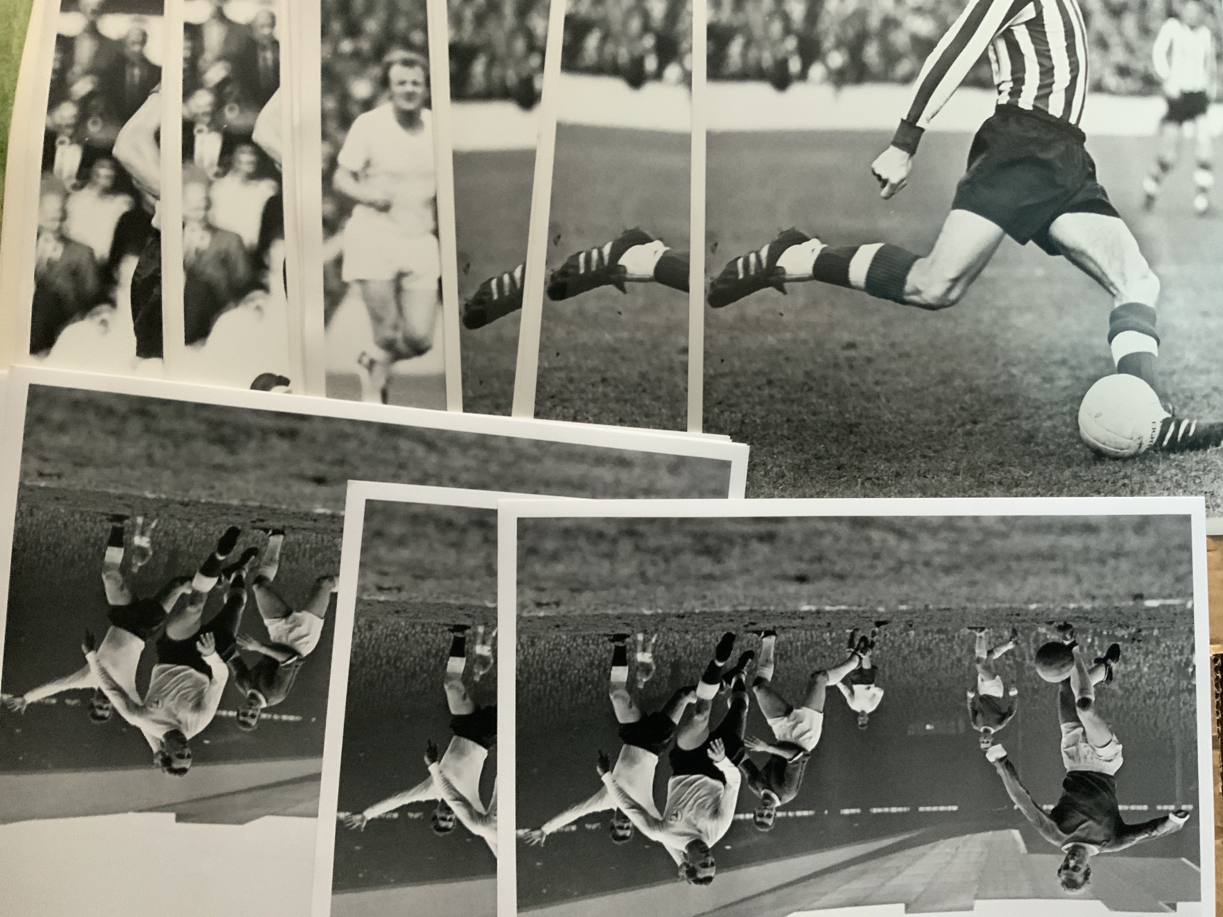 Signed Football Photos: Around thirty 10 x 8 replica photos signed by J Charlton P Bonetti Paul Ince Graham Le Saux and a few others with heavy duplication. C/W over 30 replica photos that are not signed with heavy duplication. (60+)