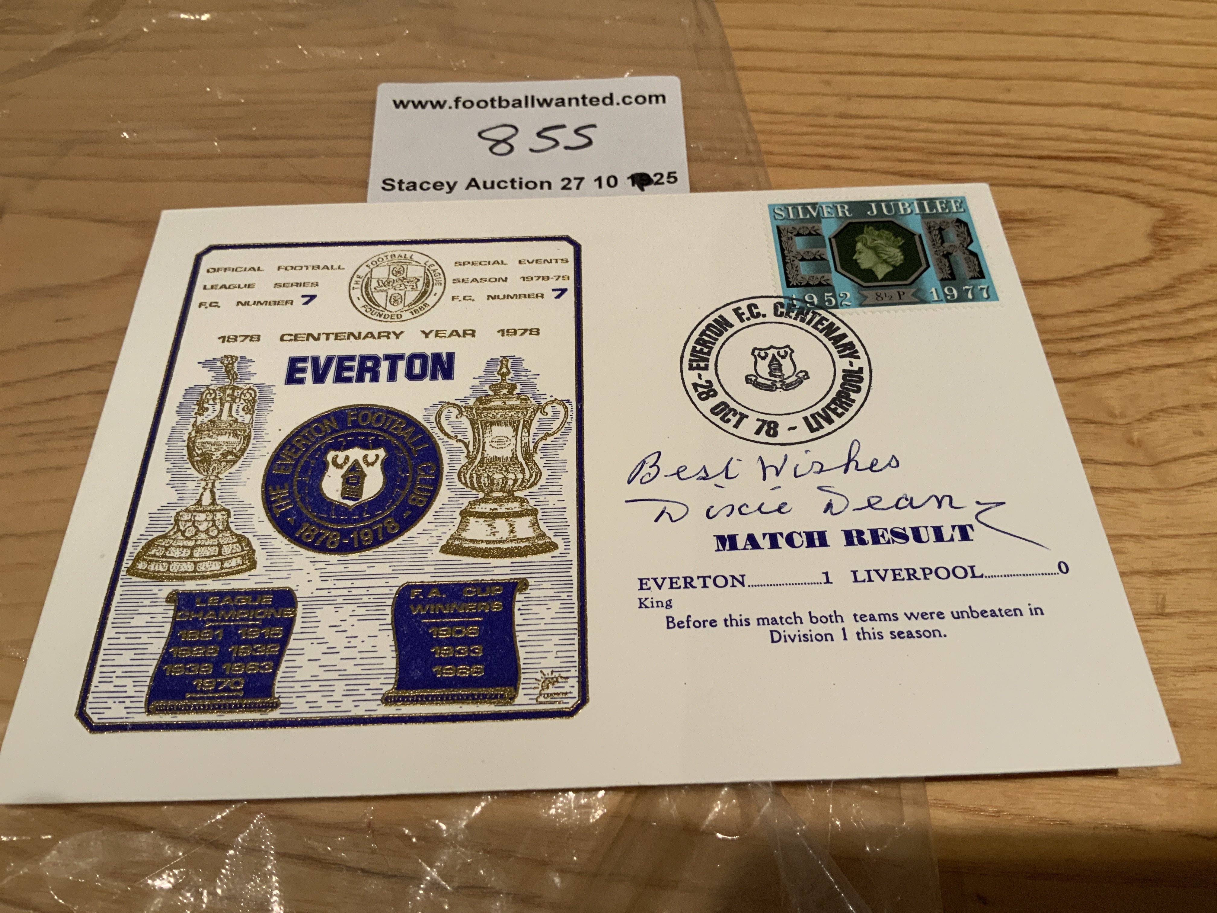 Dixie Dean Everton Signed First Day Cover: Hand signed on a 1978 Centenary Year FDC.