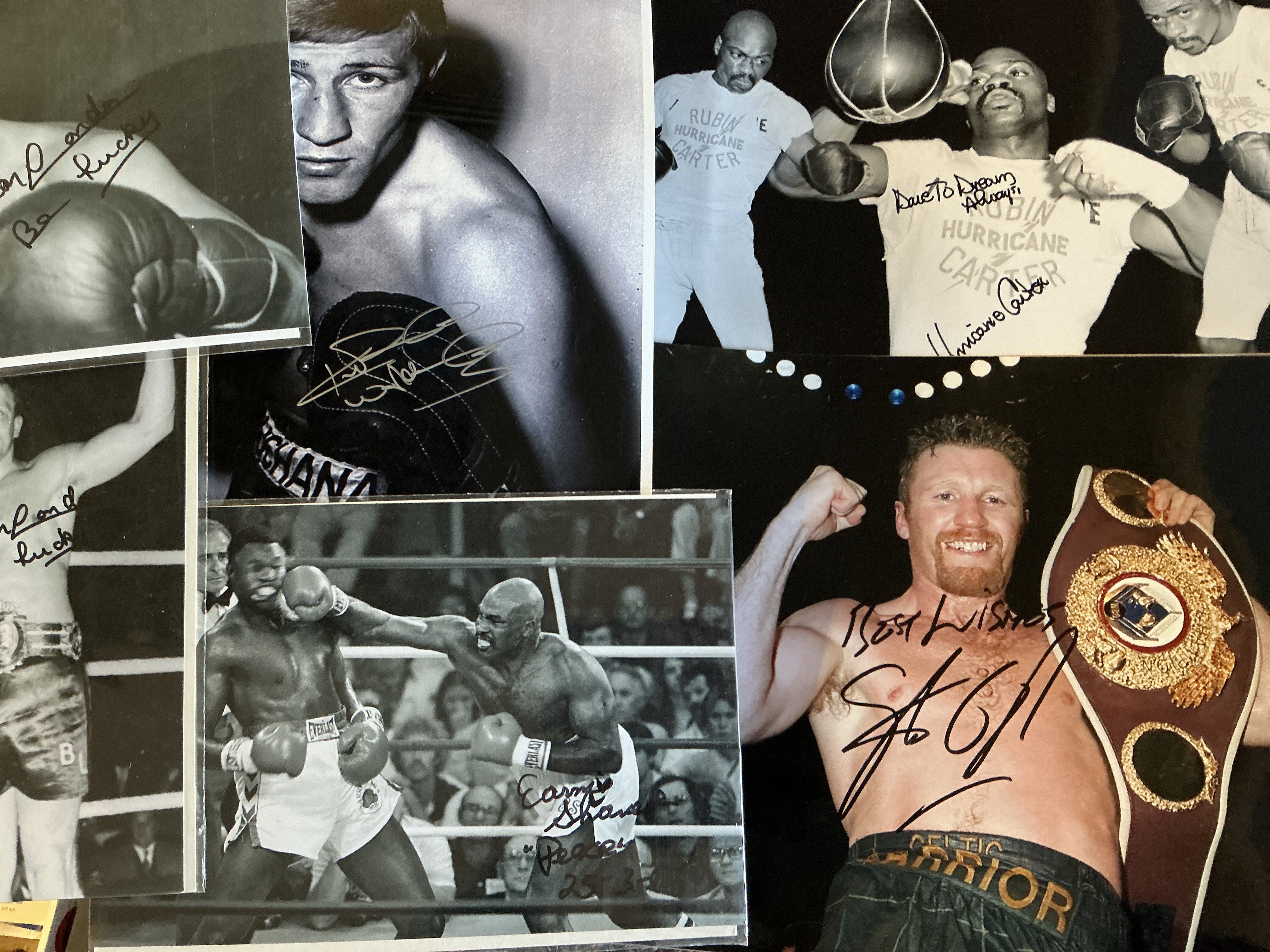 Boxing Signed Prints + Photos: Large size to include Minter London Shavers Conteh and Collins. (9)