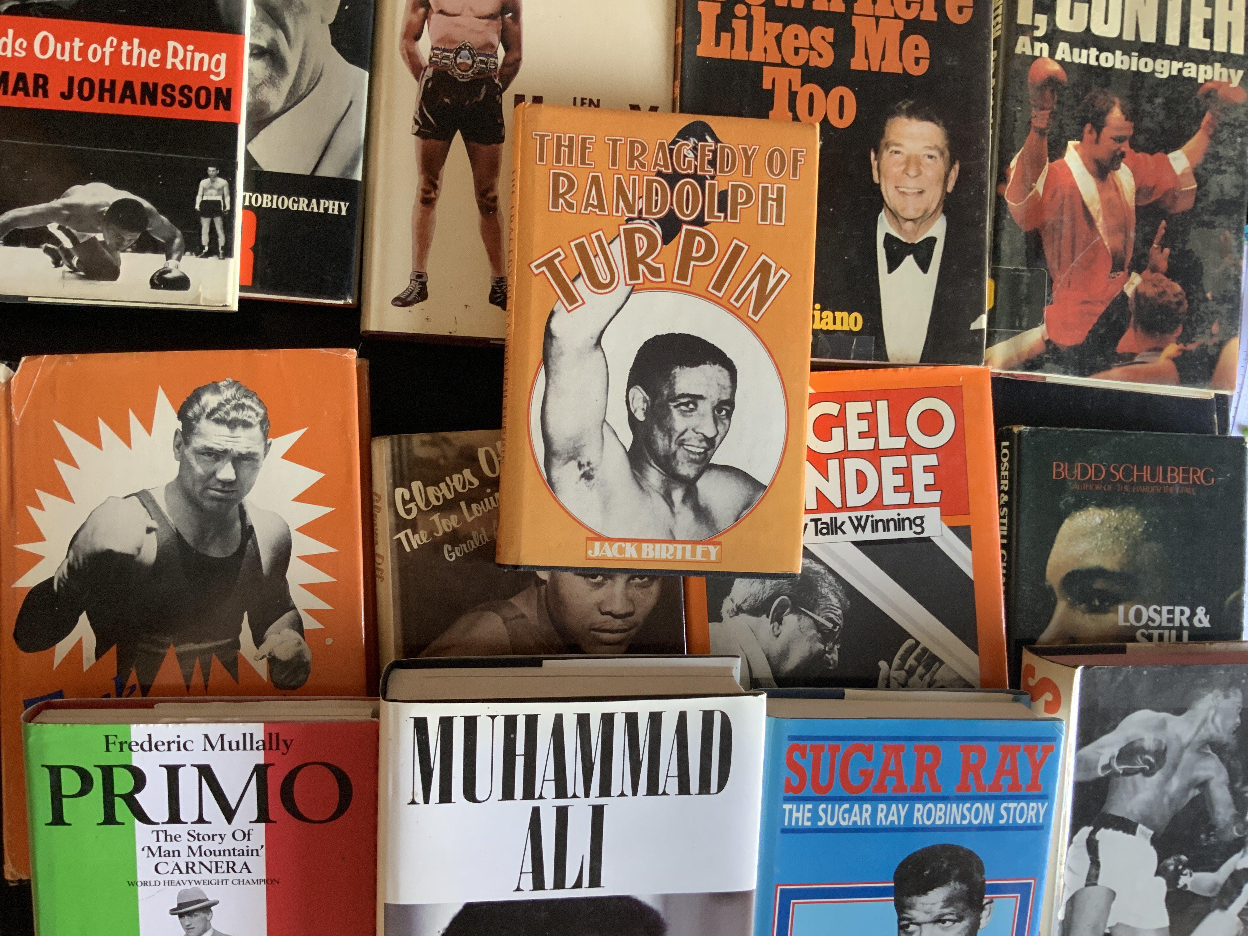 Boxing Book Collection: Mainly autobiographies to include Randolph Turpin Muhammad Ali Joe Louis Henry Cooper J Conteh Angelo Dundee and Sugar Ray Robinson. Mainly good. (14)