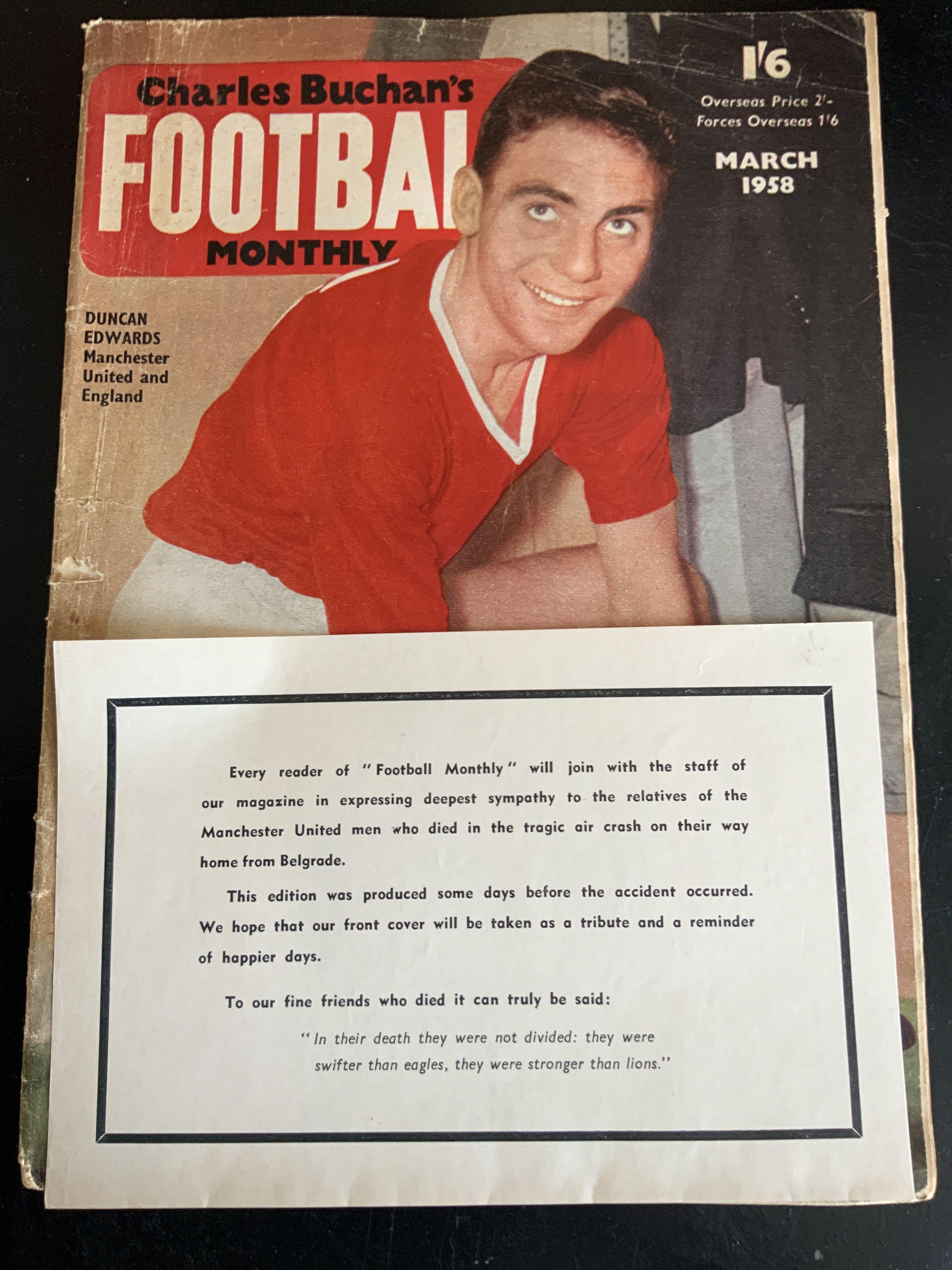 Manchester United Menus+ Magazines: Includes March 1958 Charles Buchan, testimonial programmes including Charlton McStay, Lockerbie disaster programme and more.