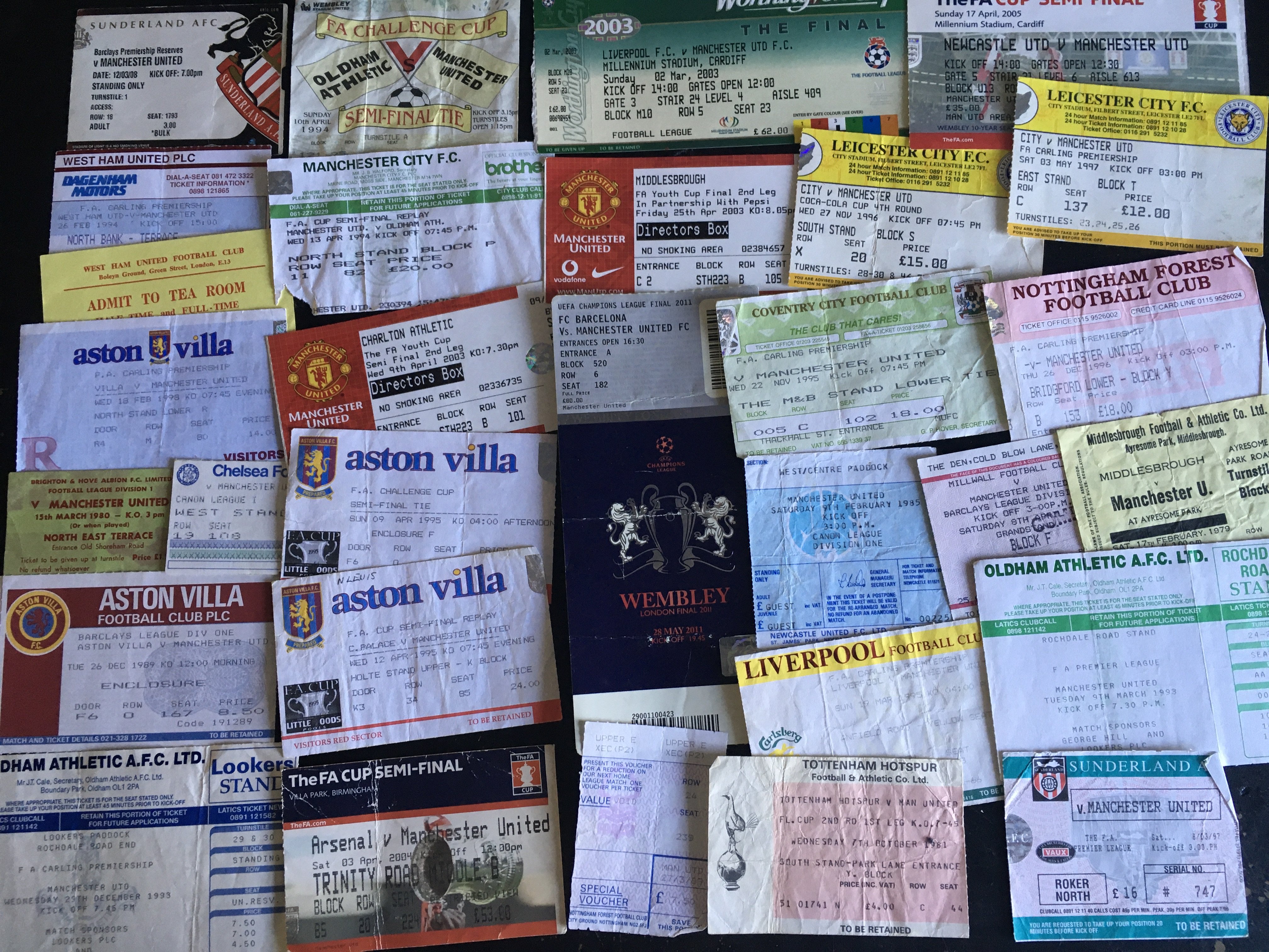 Manchester United Away Football Tickets: From the 70s onwards in good condition with some duplication. Some very nice 70s tickets indeed plus European FA Cup etc. (108)