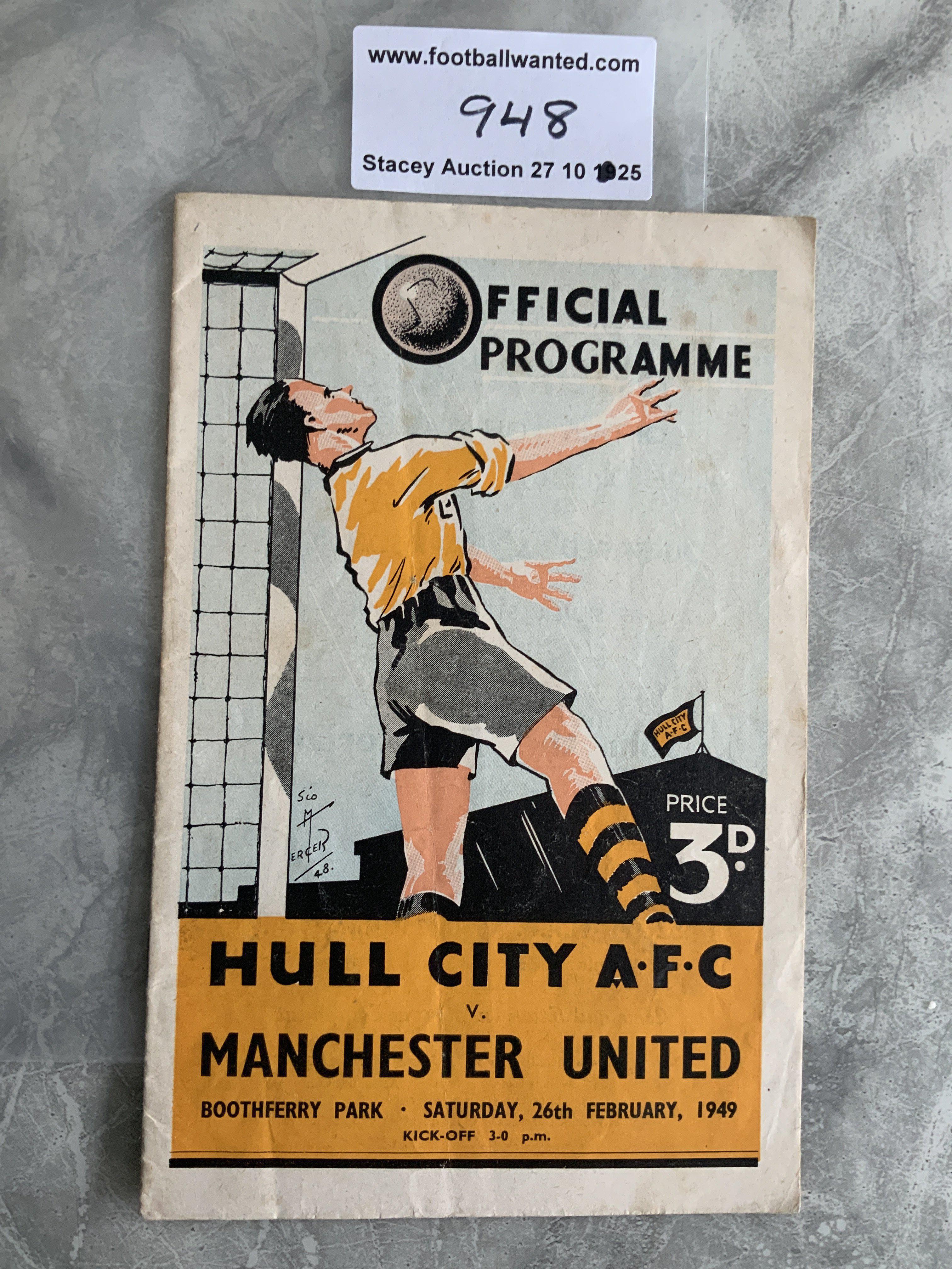 48/49 Hull City v Manchester United Football Programme: Very good condition with centre page having score and one team change.
