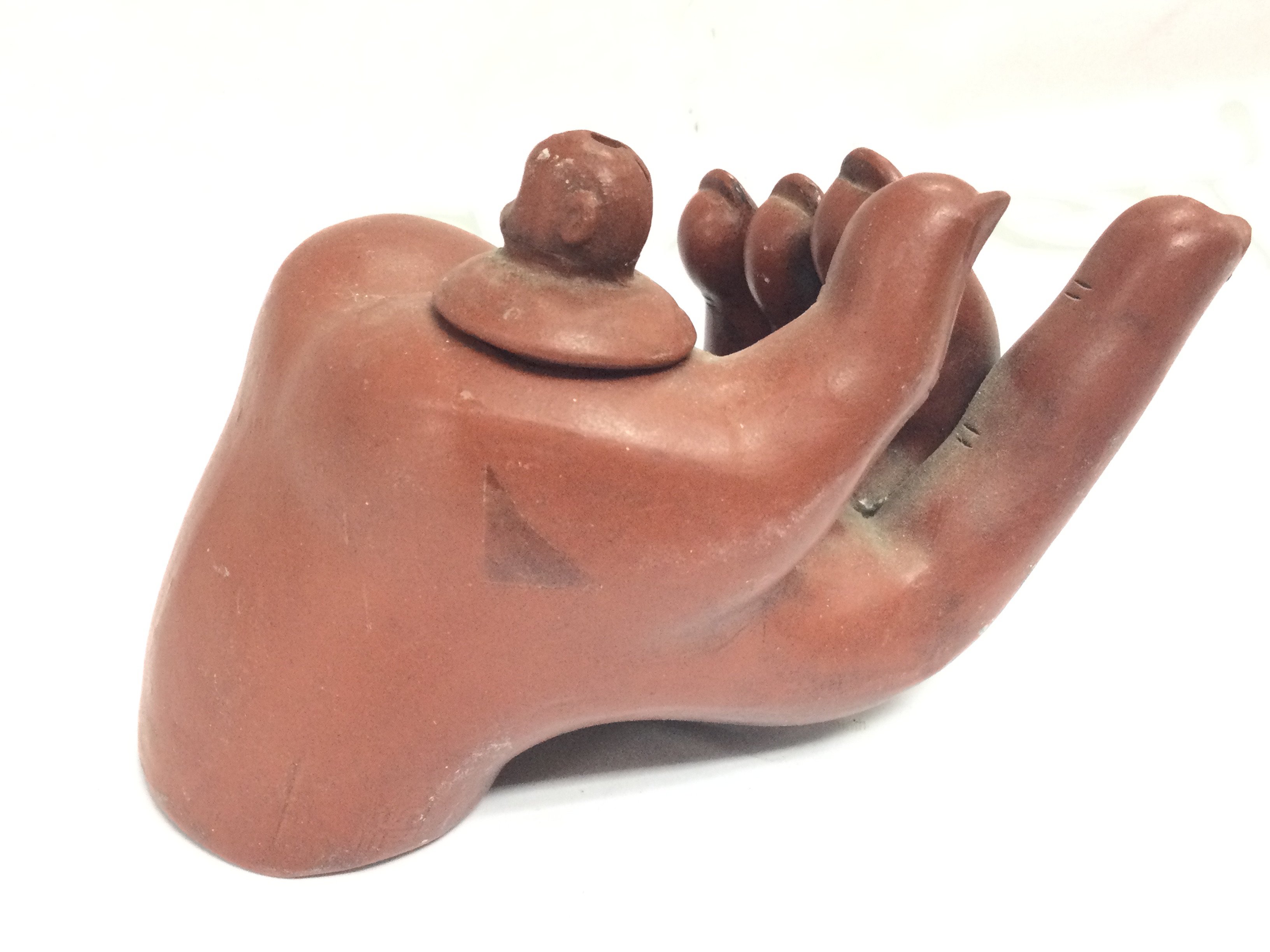 Yi-Xing terracotta water dropper in the form of a hand , 8cm tall . NO RESERVE