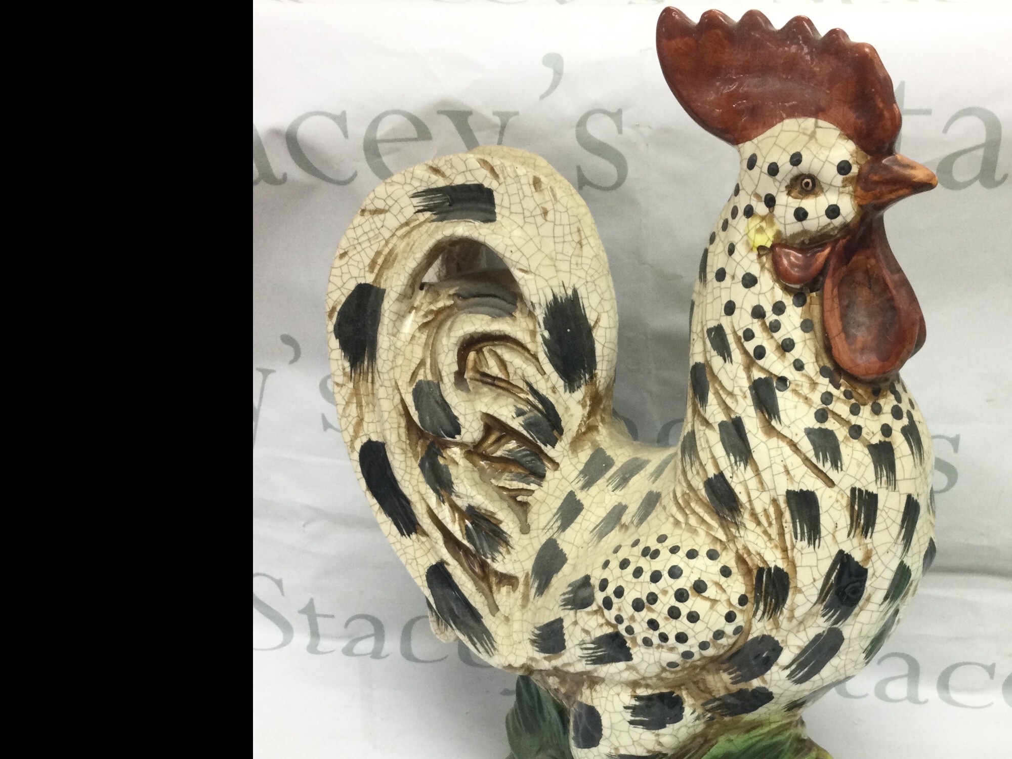 A French ceramic Cockerel, 42cm tall.
