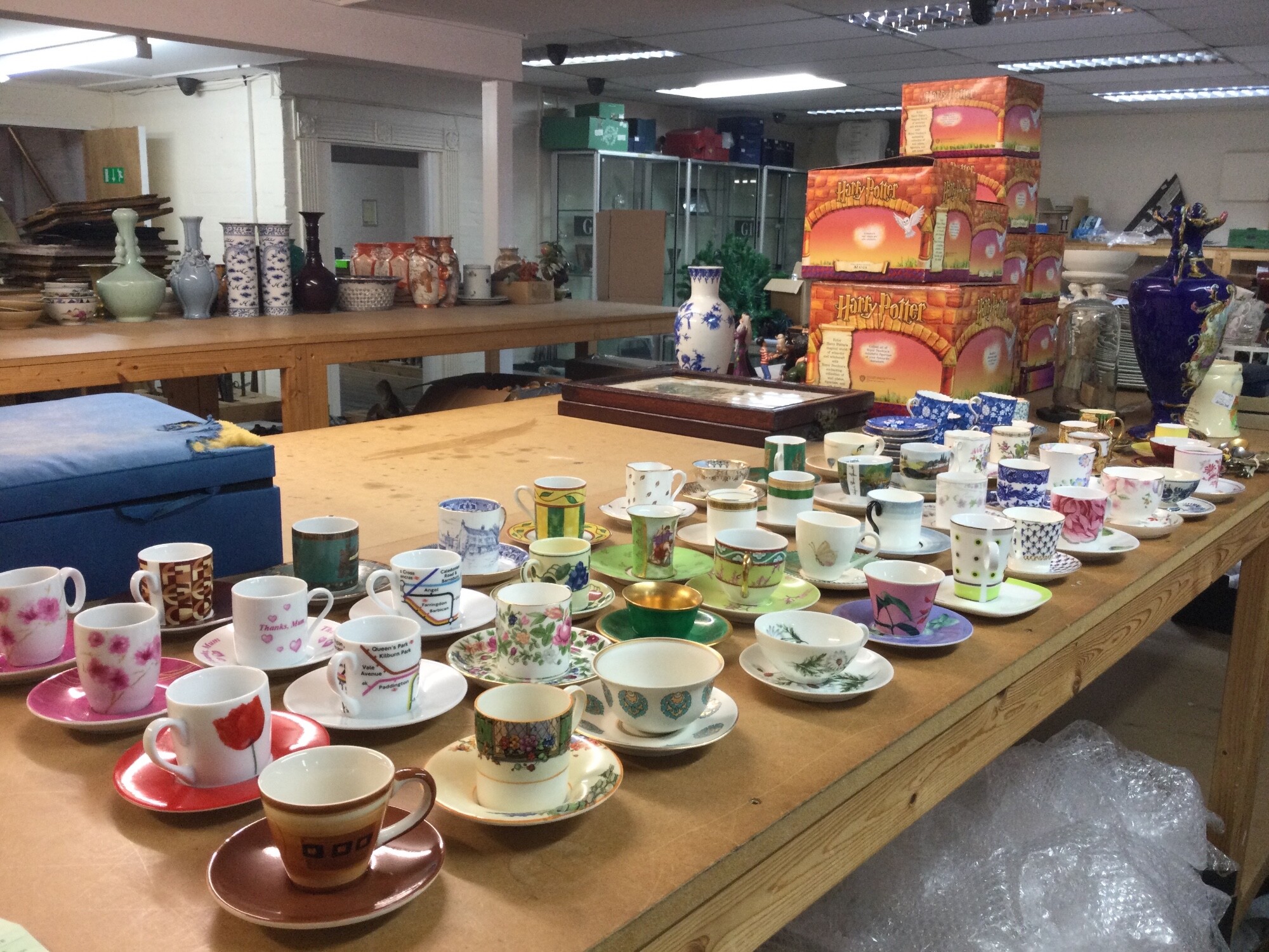 A large collection of tea/ coffee cups and saucers including German, French, Russian etc makers