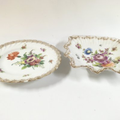 Two floral pattern Dresden dishes.- NO RESERVE