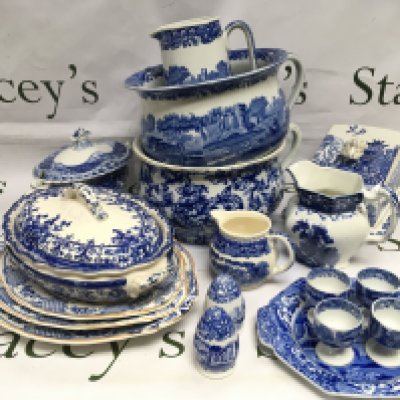 A collection of blue and white China items comprising examples of Spode and other manufacturers. NO RESERVE
