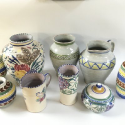A collection of Poole Carter Stabler & Adams pottery including various vases, mug etc . NO RESERVE