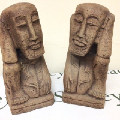 A Pair of cast composition modern design figure sculptures. Hight 31cm- NO RESERVE