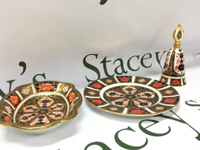 Three royal crown Derby Imari items