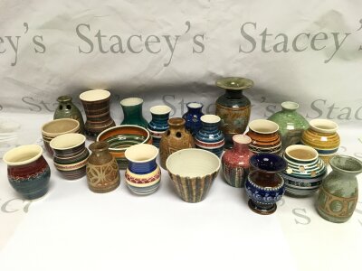 A box of mainly Isle of Wight pottery, Royal Doulton etc.