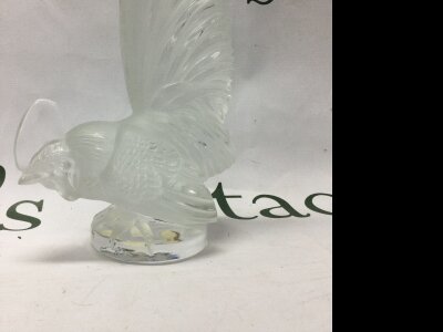 A Lalique  frosted glass bantam rooster 21 cm .