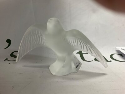 A Lalique frosted glass swallow 9 cm