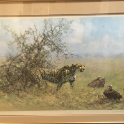 A large David Shepherd print deputing a cheater , 100cm x 66 cm