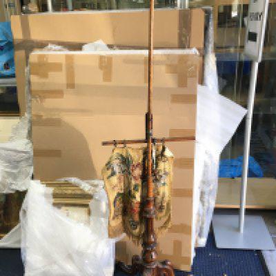 A mahogany fire screen. NO RESERVE