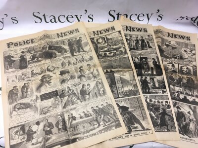 Interesting old newspapers of 1888 The Police News mostly about Jack the Ripper and other murders at the time 41x58cm (5 items)