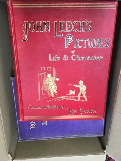 20th century English Books including The book of decorative Furniture roadscreens And Roodlofts, Lectures of Architecture and painting - Ruskin, Cabinet of Modern art, John Leech’s pictures etc ,see list