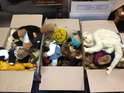 Three boxes of vintage soft toys and teddy bears , no reserve