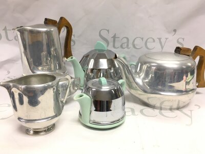 Picquot ware and a modern ceramic and chrome design tea set
