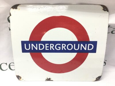 A good heavy vintage enamelled sign for London Underground railway 38x33Cm