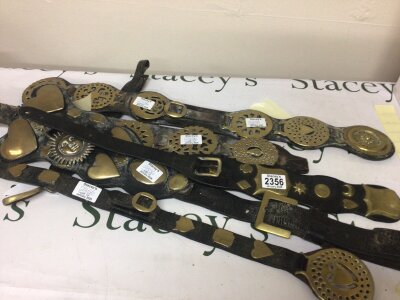 A collection of genuine Horse brasses on leather harness. NO RESERVE.