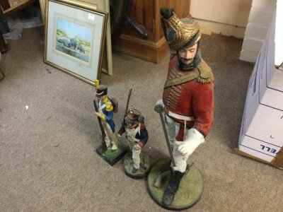 Three composite Napoleonic military figures. 35 and 66cm tall