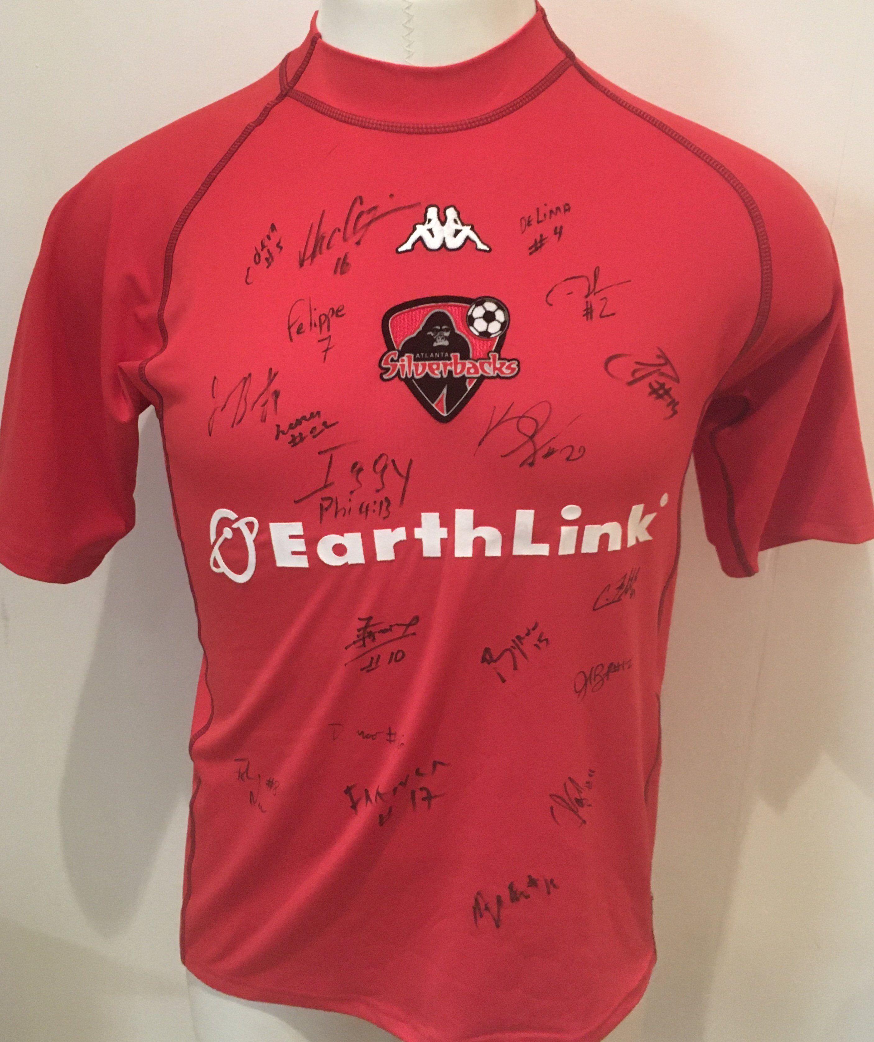 2003 Atlanta Silverbacks Signed Football Shirt: Red short sleeve brand new with tags football shirt signed by 17. Obtained directly from the teams CEO and President Stephen Pratten. His card, team picture and plastic bag from shop all present.