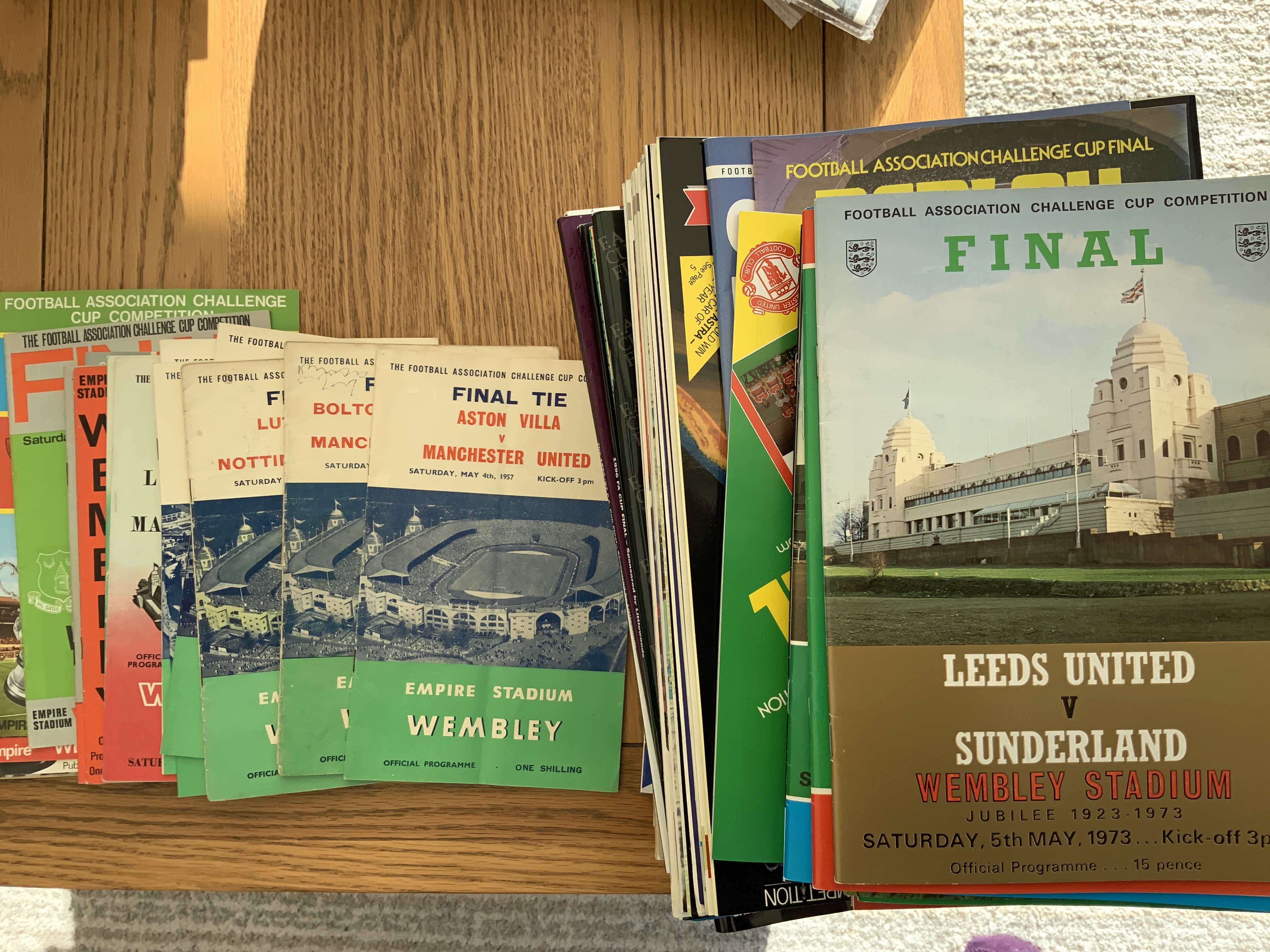 FA Cup Final Football Programmes: Complete run from 1957 to 2012 in excellent condition including replays. Only 1958 has a scribble.