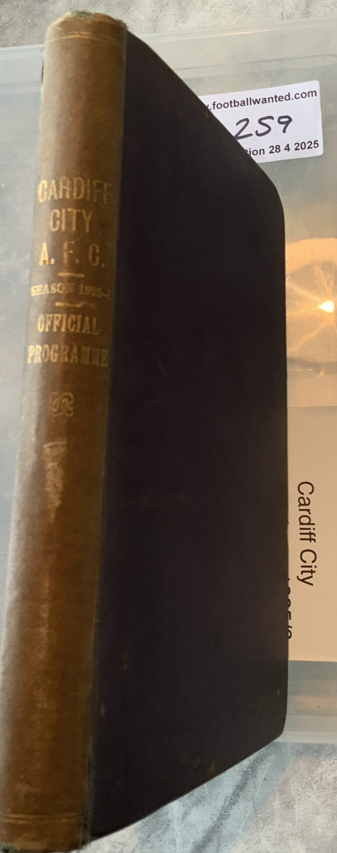 1925 - 1926 Cardiff City Bound Volume Of Football Programmes: 8 page programmes of first team division 1, reserves Welsh League and A team matches. First team includes Manchester United Arsenal West Ham Leeds and Tottenham. Covers missing.