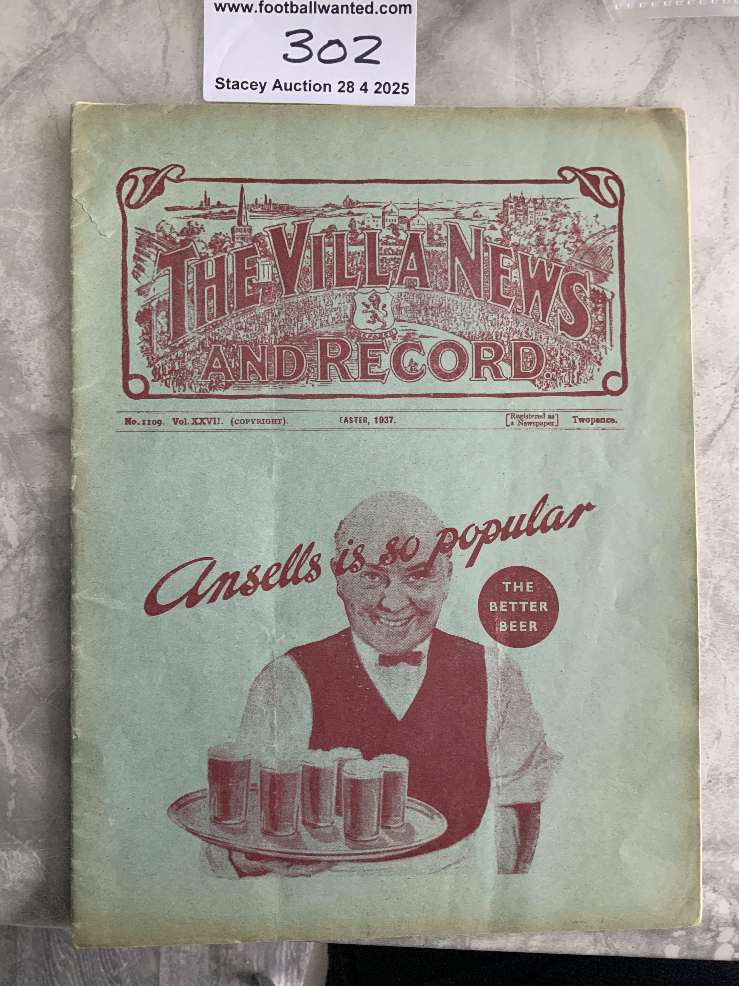36/37 Aston Villa v Newcastle Football Programme: Very good condition Division Two programme with no team changes.