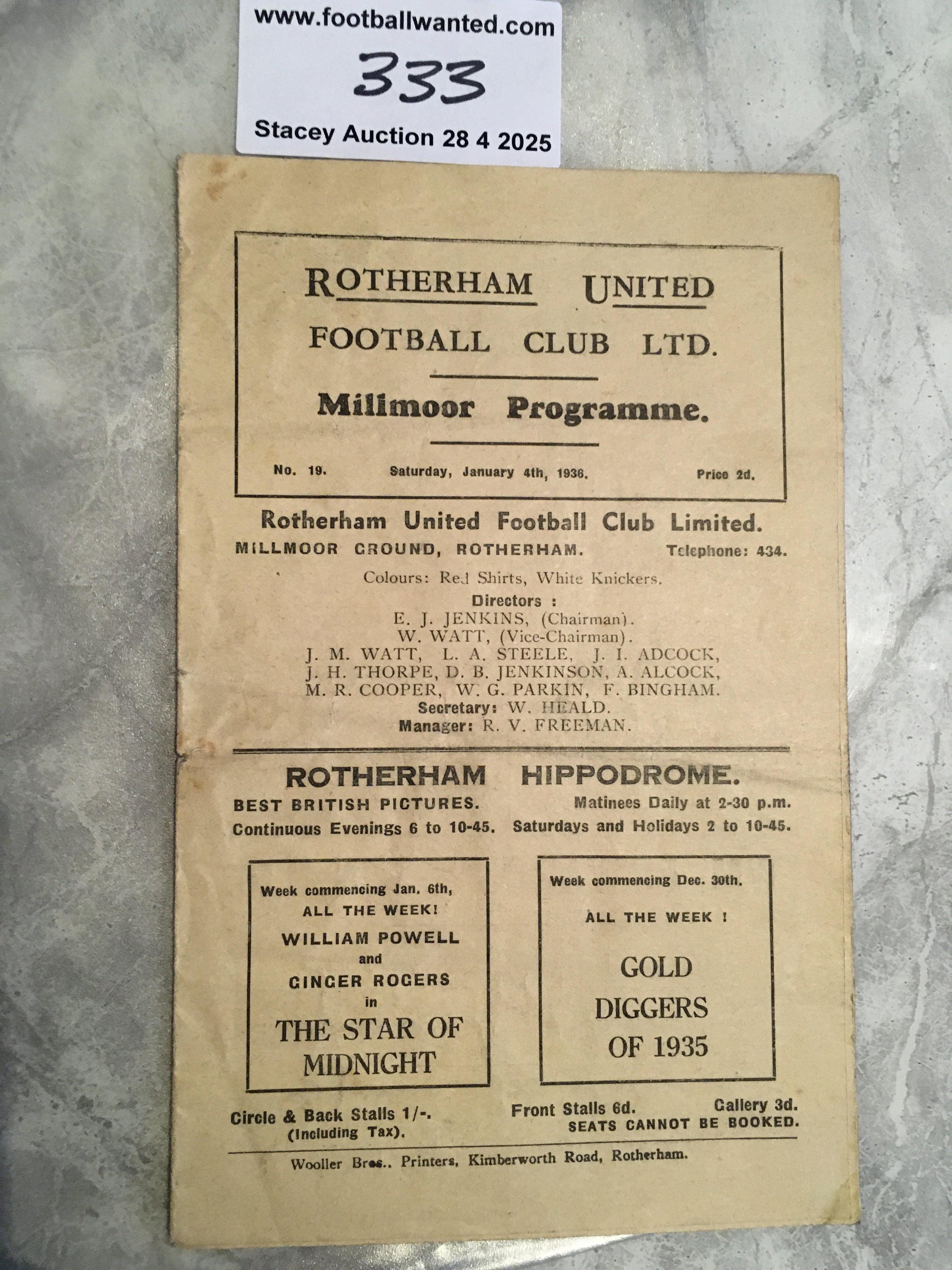 35/36 Rotherham v Oldham Football Programme: Good condition Division 3 programme with no team changes.