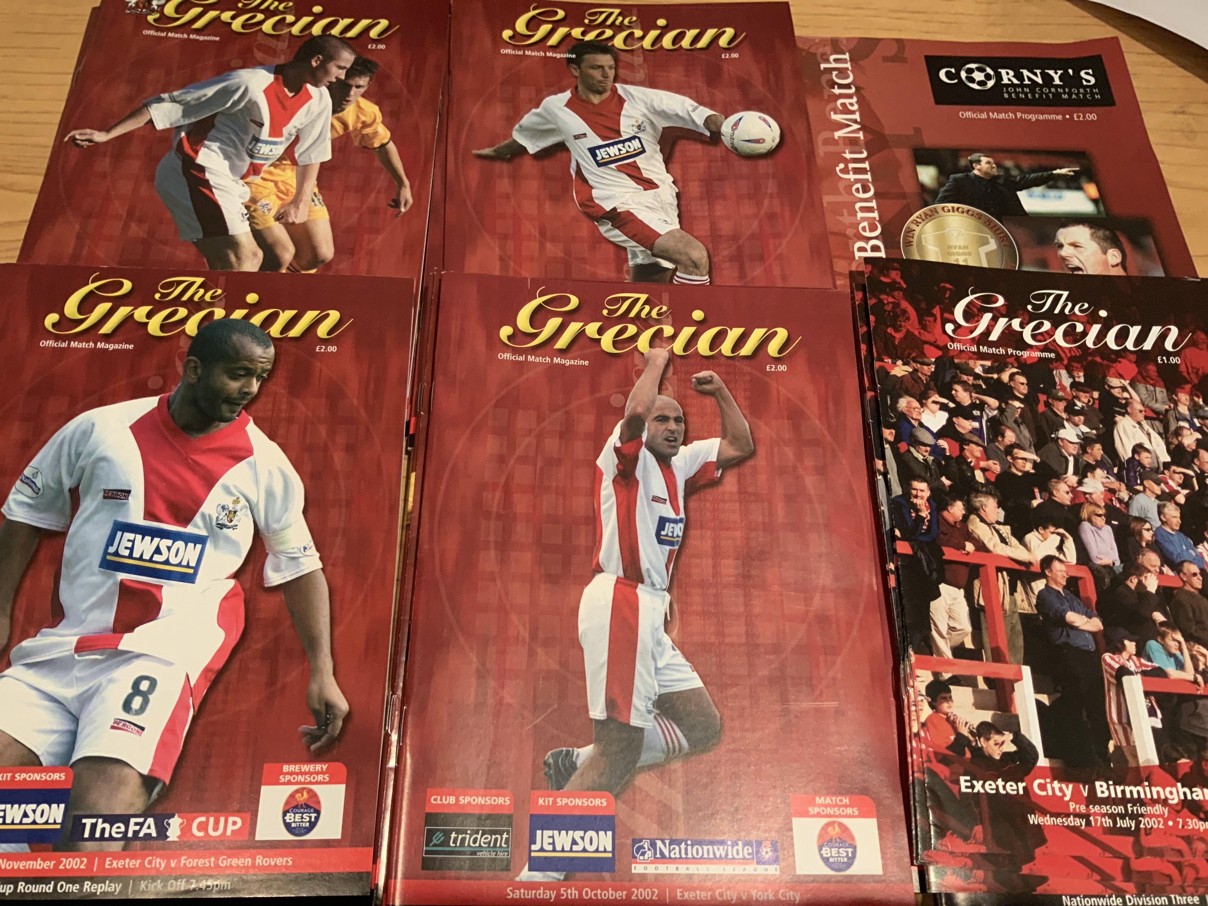 2002 - 2003 Exeter City Last Season Home Football Programmes: Direct from the club in mint condition to include a testimonial from the season Exeter exited. (35)