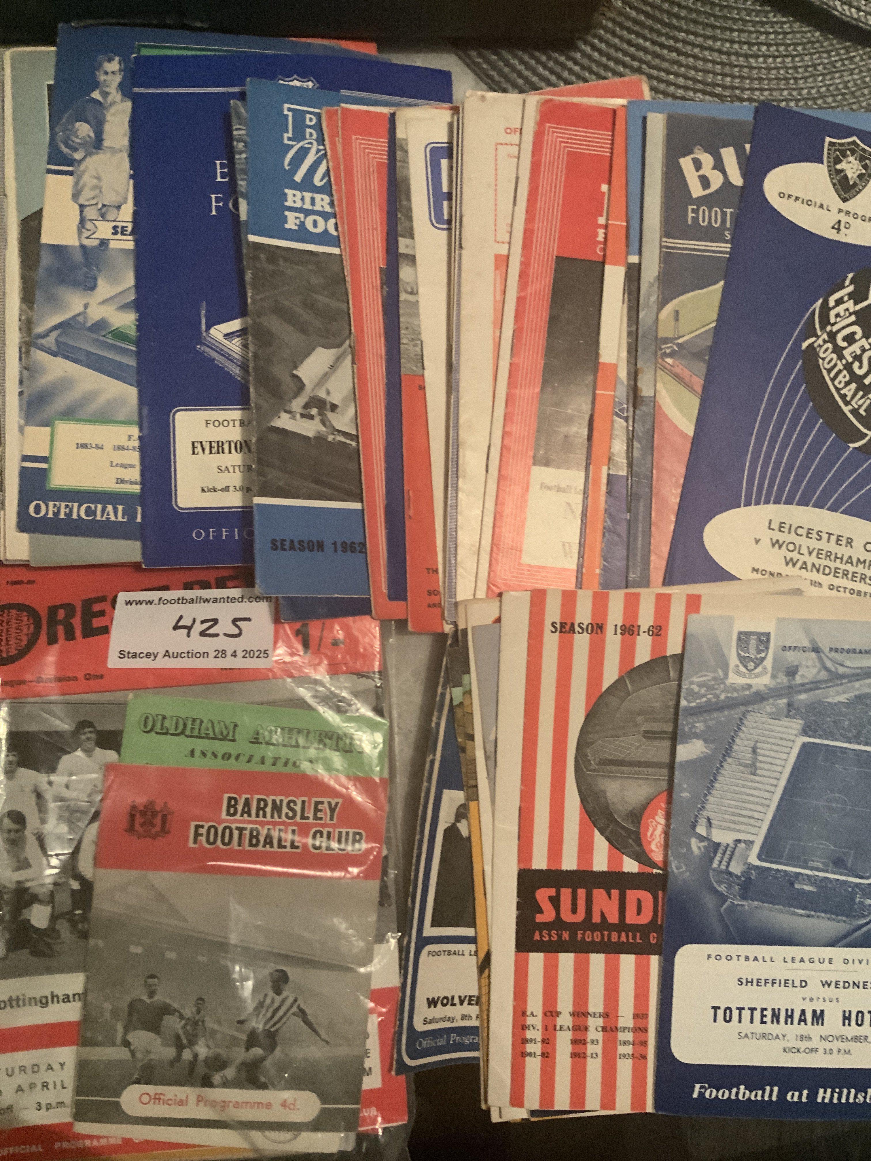 1960s Football Programmes: Includes 36 from 60/61, set of Wolves 63/64 homes x 21, Tottenham aways and a few early 70s. Mainly good. (146)