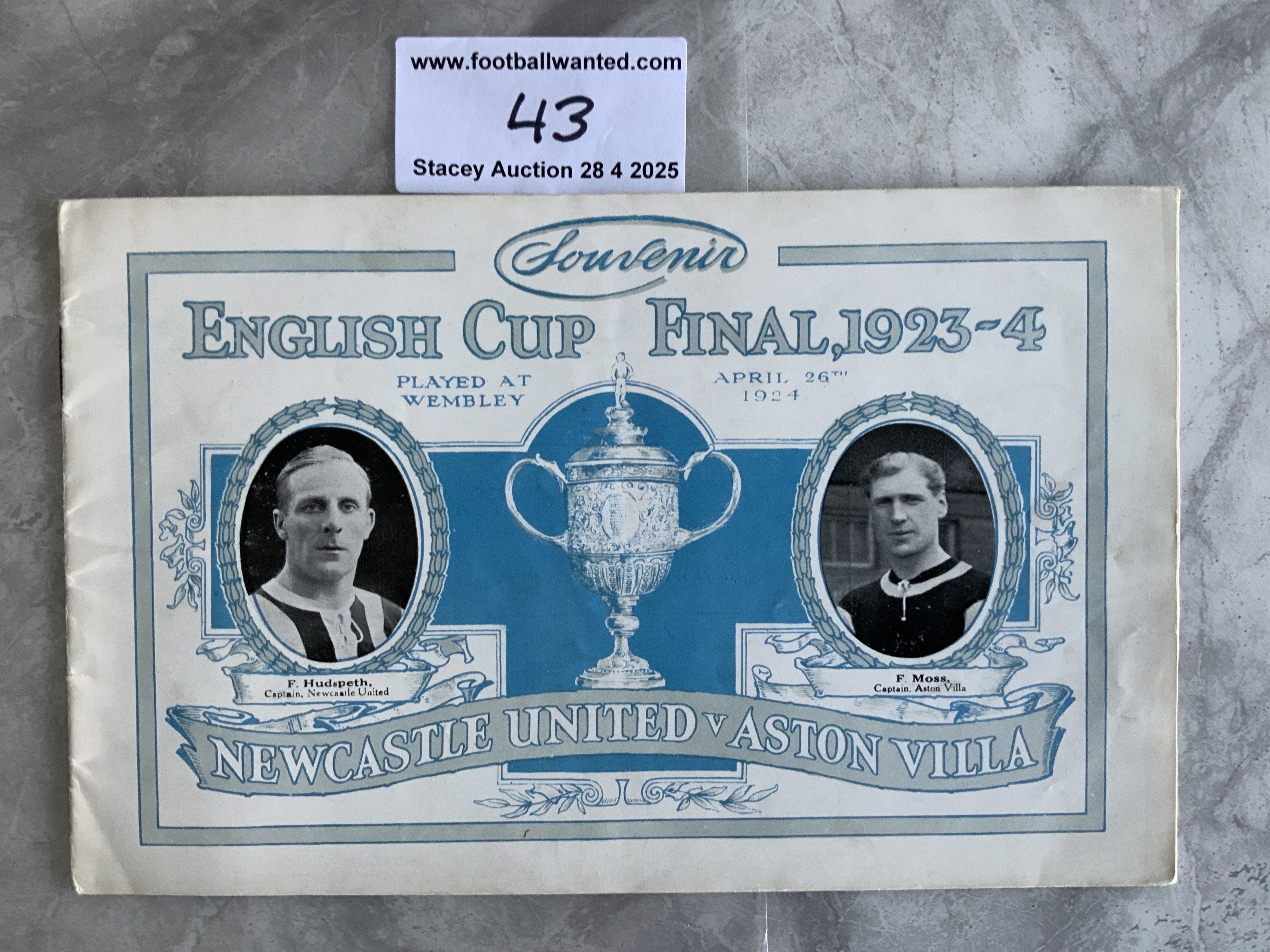 1924 FA Cup Final Football Souvenir Brochure: Newcastle United v Aston Villa 16 page souvenir programme produced by Ritter of Sunderland. Excellent condition and although very hard to obtain not to be confused with official programme.