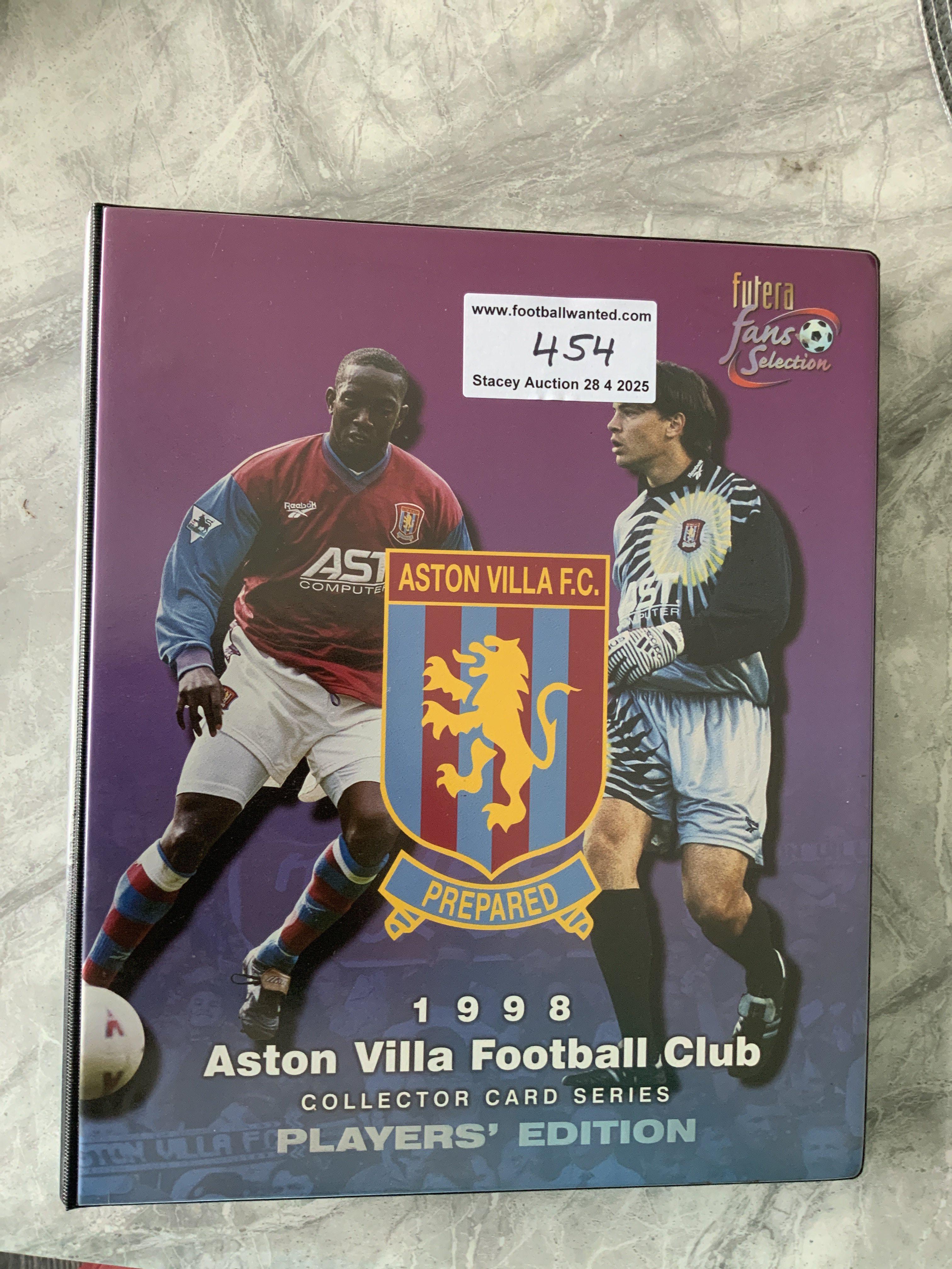 Aston Villa Complete Futera Football Card Set: Limited edition number 74 of 500 from 1998 with certificate and collectors folder. Full set of 90 cards.