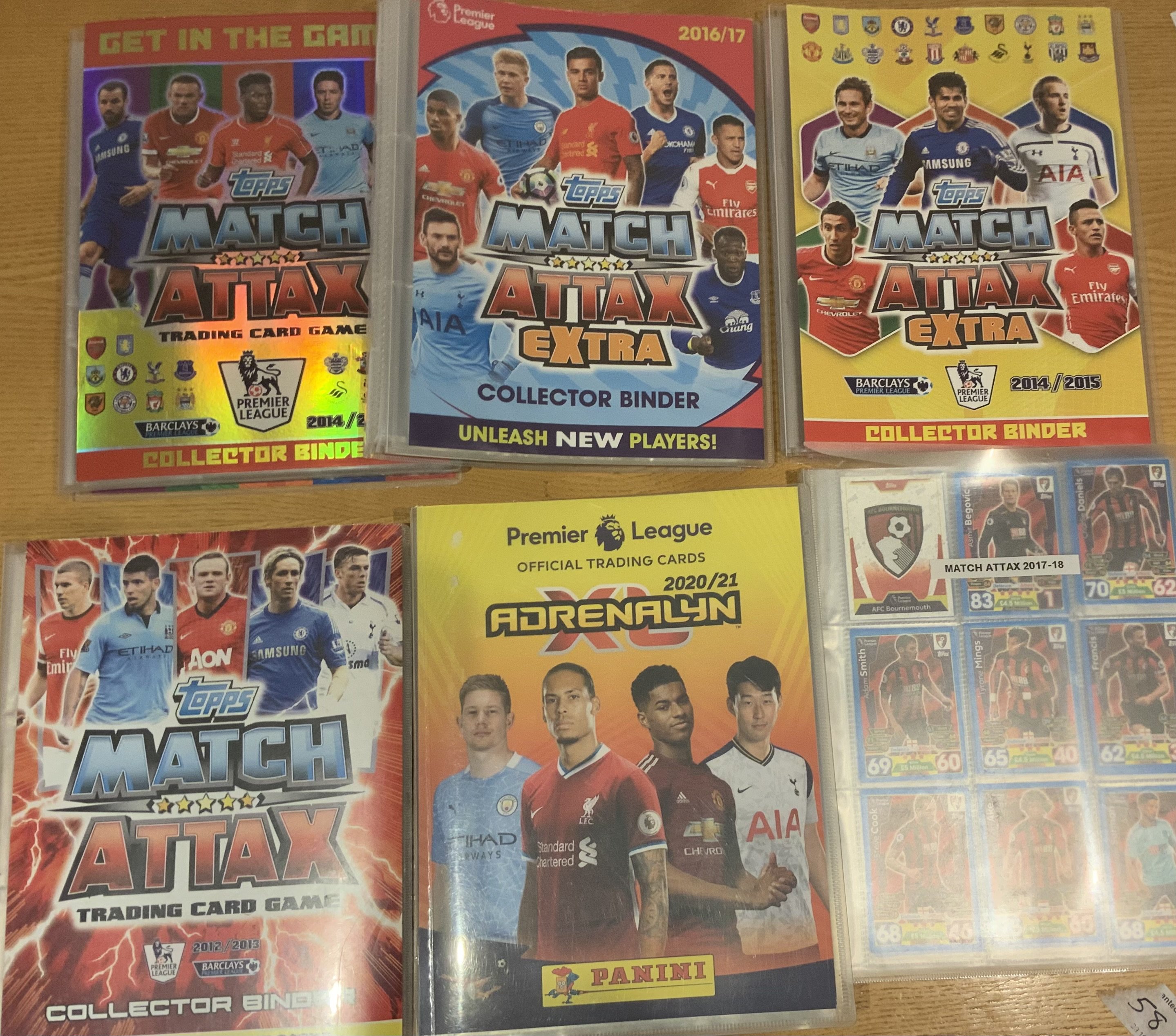 Modern Football Cards+ Albums: 12 Topps Match Attax and 6 Panini which are incomplete although some appear to only be missing some special cards. Good. (18 albums)