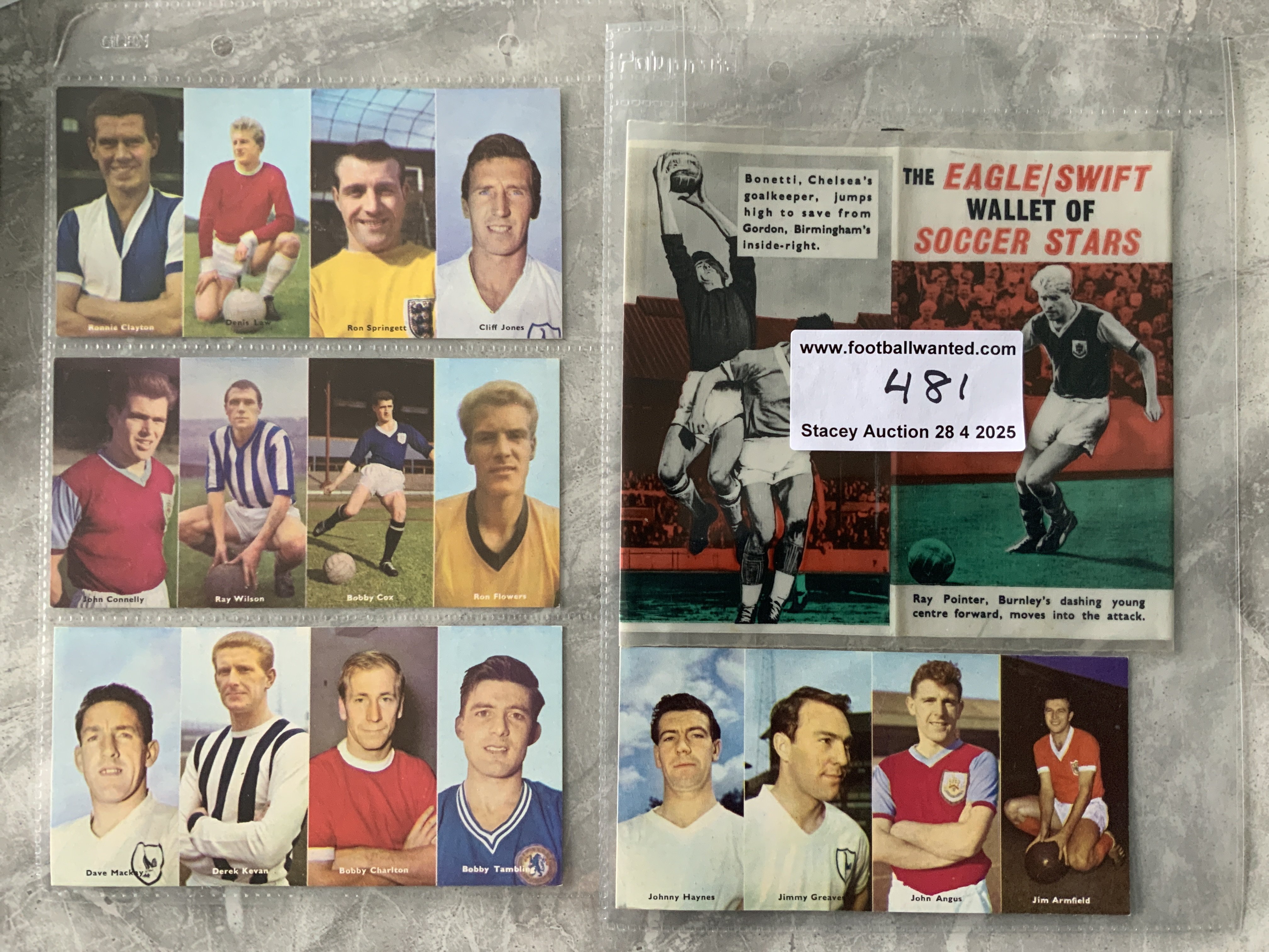 1963 Eagle Swift Complete Set Of Football Cards: Mint uncut set of 16 cards plus the wallet produced by Longacre Press.