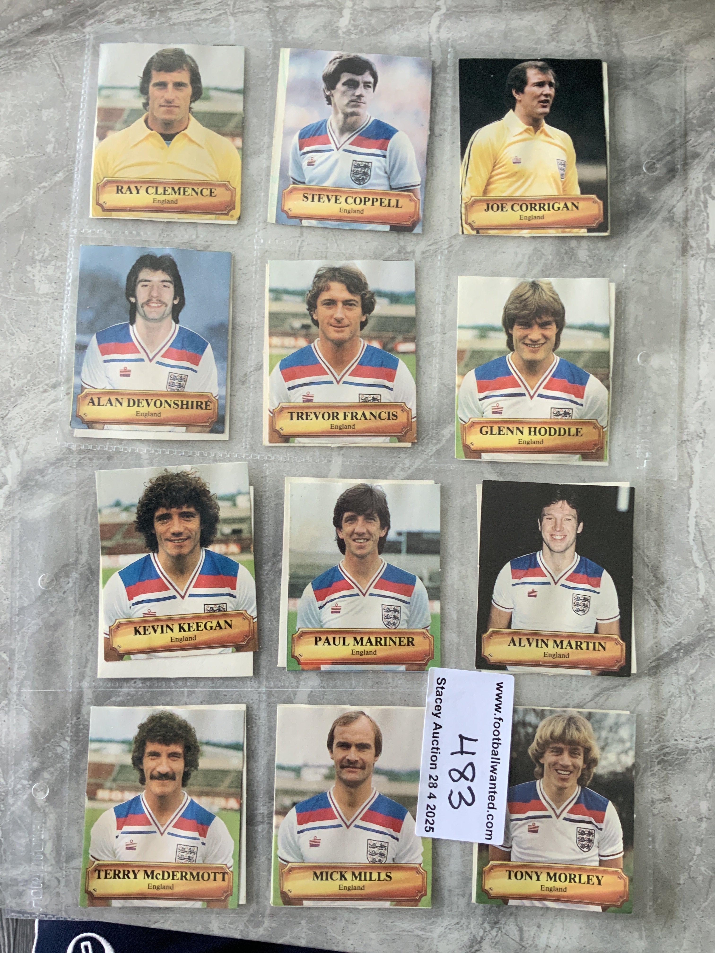 1982 England World Cup Complete Football Cards: Complete set of 24 cards in excellent condition produced by Fun Products.