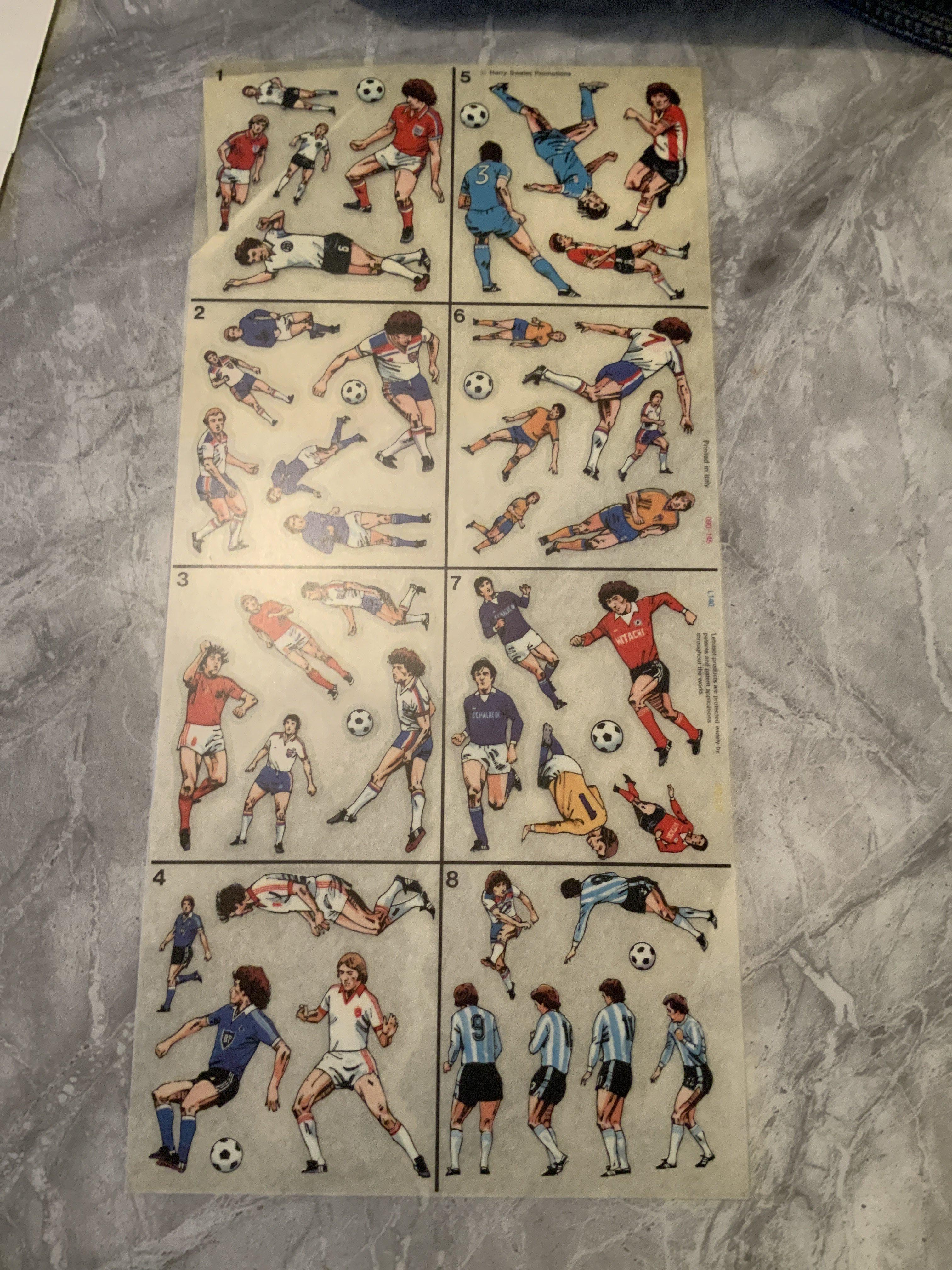 Kevin Keegan World Cup 82 Football Transfer Set: Unused transfers with original poster and large card for transfers to attach. Excellent with poster having tear.