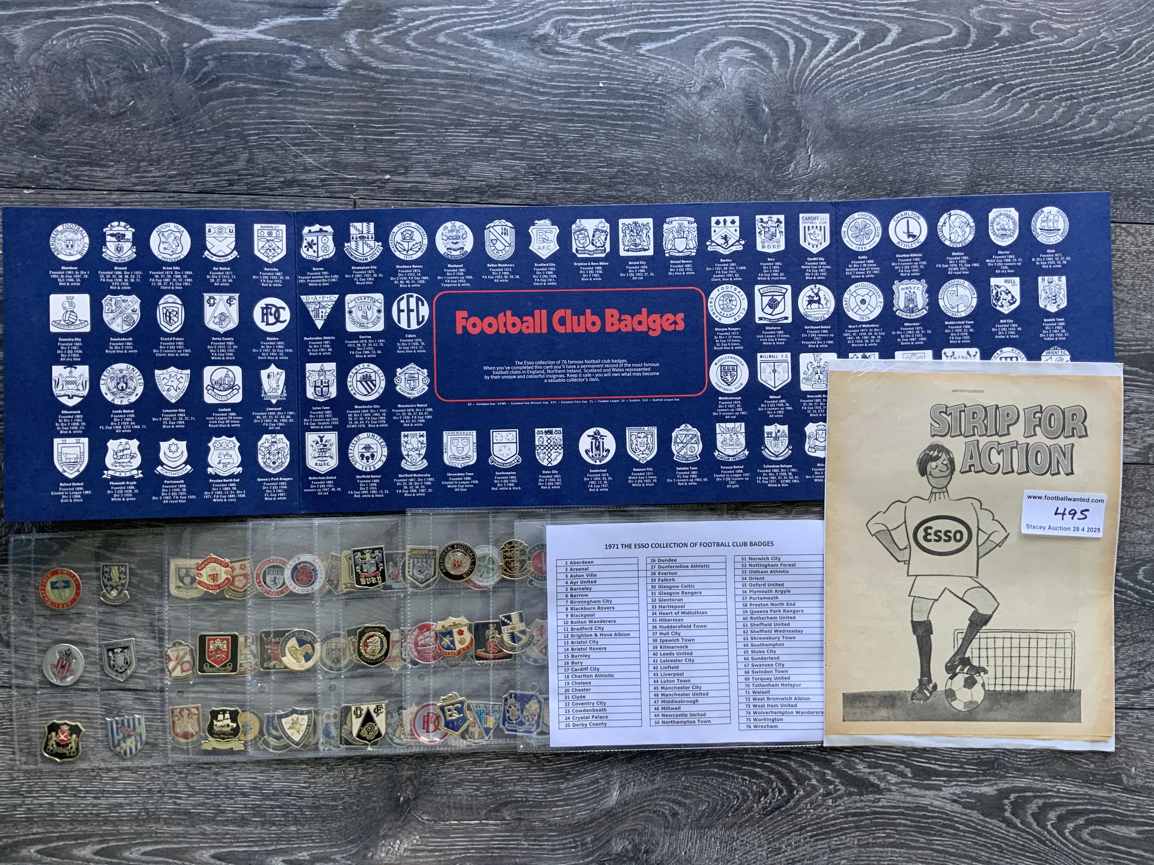 Esso Football Club Badges Unused Full Set: Whilst you do see the set of popular badges they always appear stuck down to pull out album. This unusually is an excellent empty album and full set of 76 badges plus the advert.