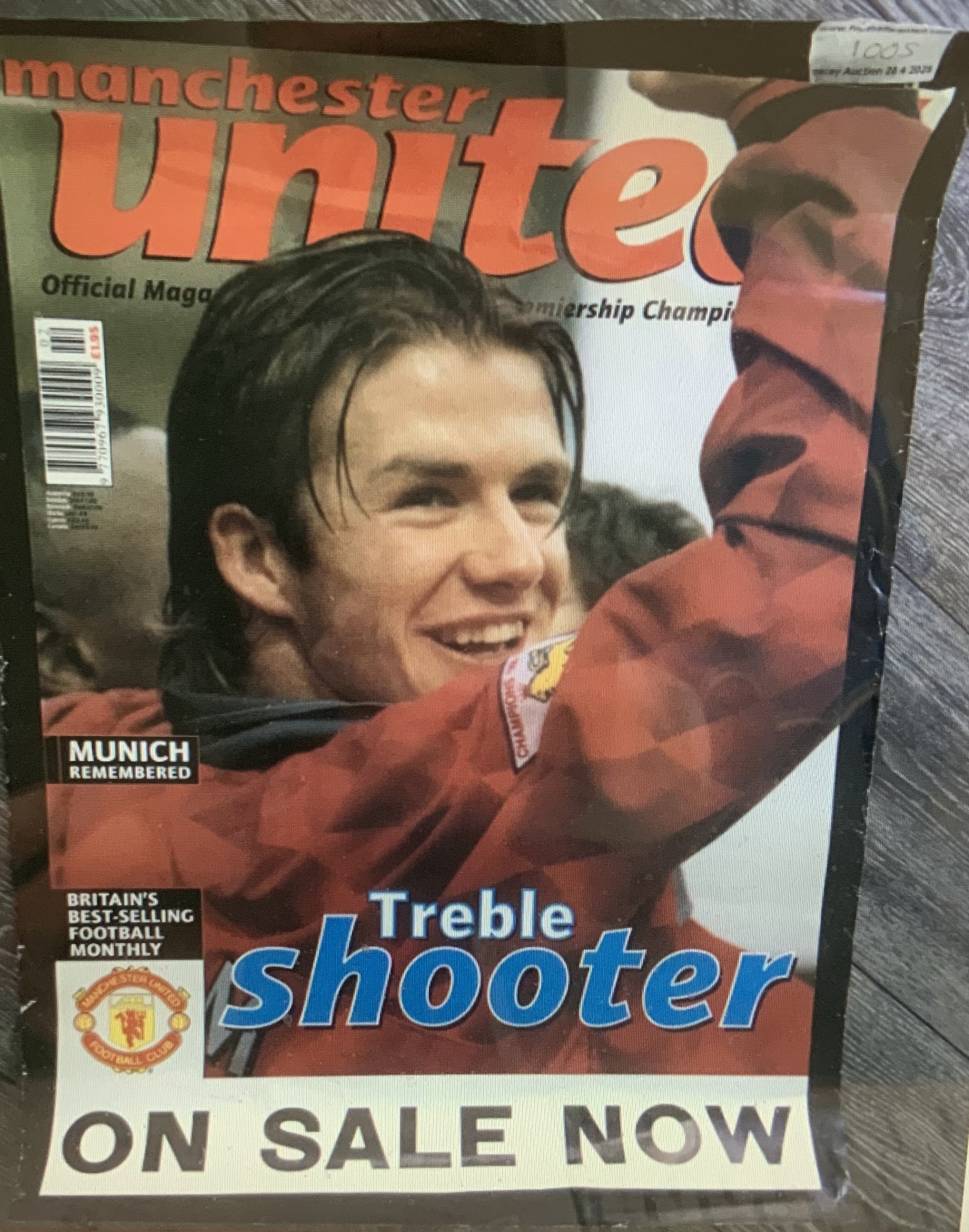 David Beckham Manchester United Advertising Poster: 66 x 50 cm poster advertising the Manchester United Official Magazine featuring a young David in Man Utd kit.