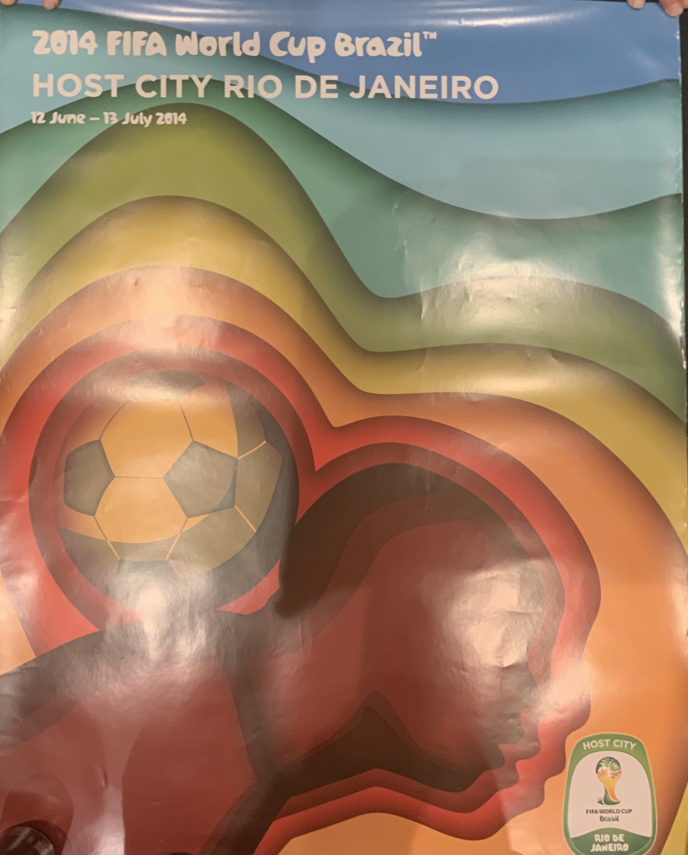 Brazil 2014 Football World Cup Official Advertising Posters: Issued by FIFA and given to sponsor. Artistic posters both different measuring 27 x 35 inches from the World Cup in which Germany were victorious. (2)